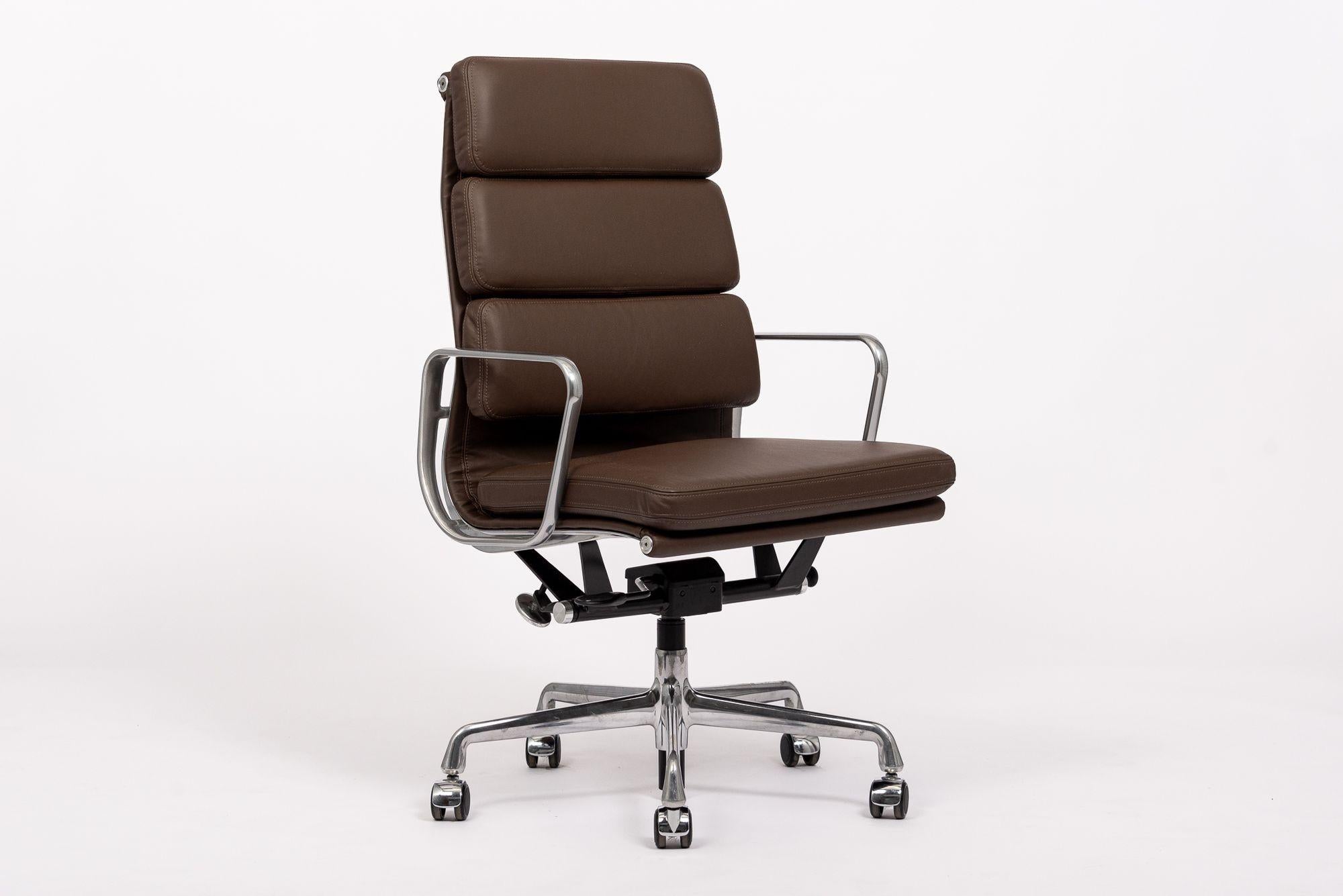 Herman Miller Eames Tall Dark Brown Leather Desk Chair Soft Pad 4