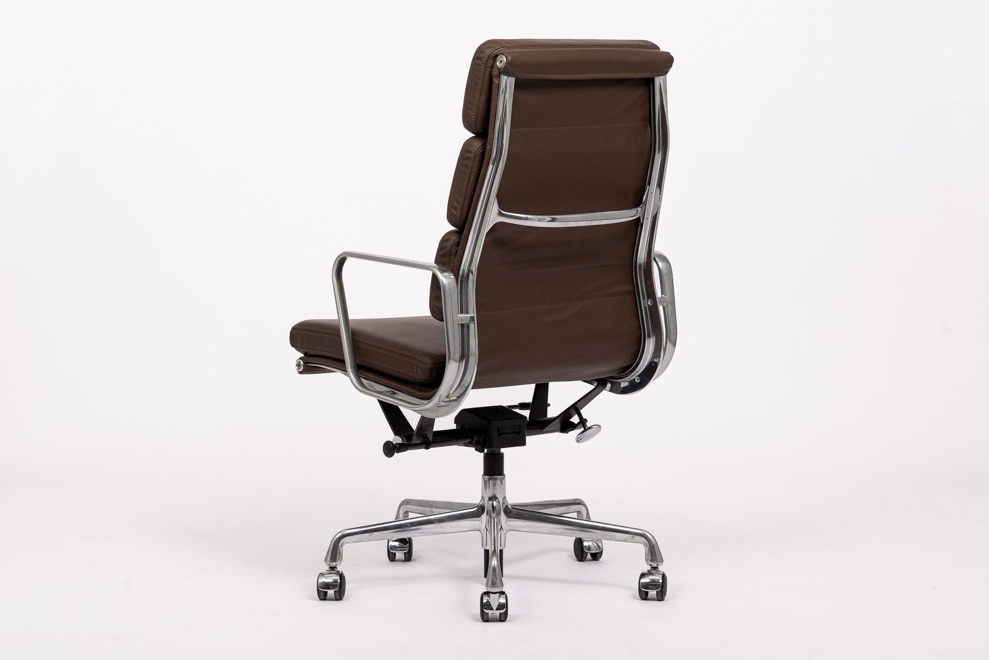 Herman Miller Eames Tall Dark Brown Leather Desk Chair Soft Pad 5