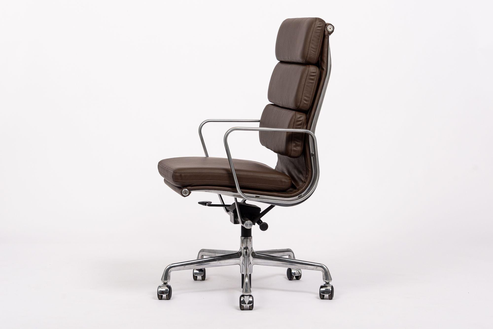 Herman Miller Eames Tall Dark Brown Leather Desk Chair Soft Pad 6