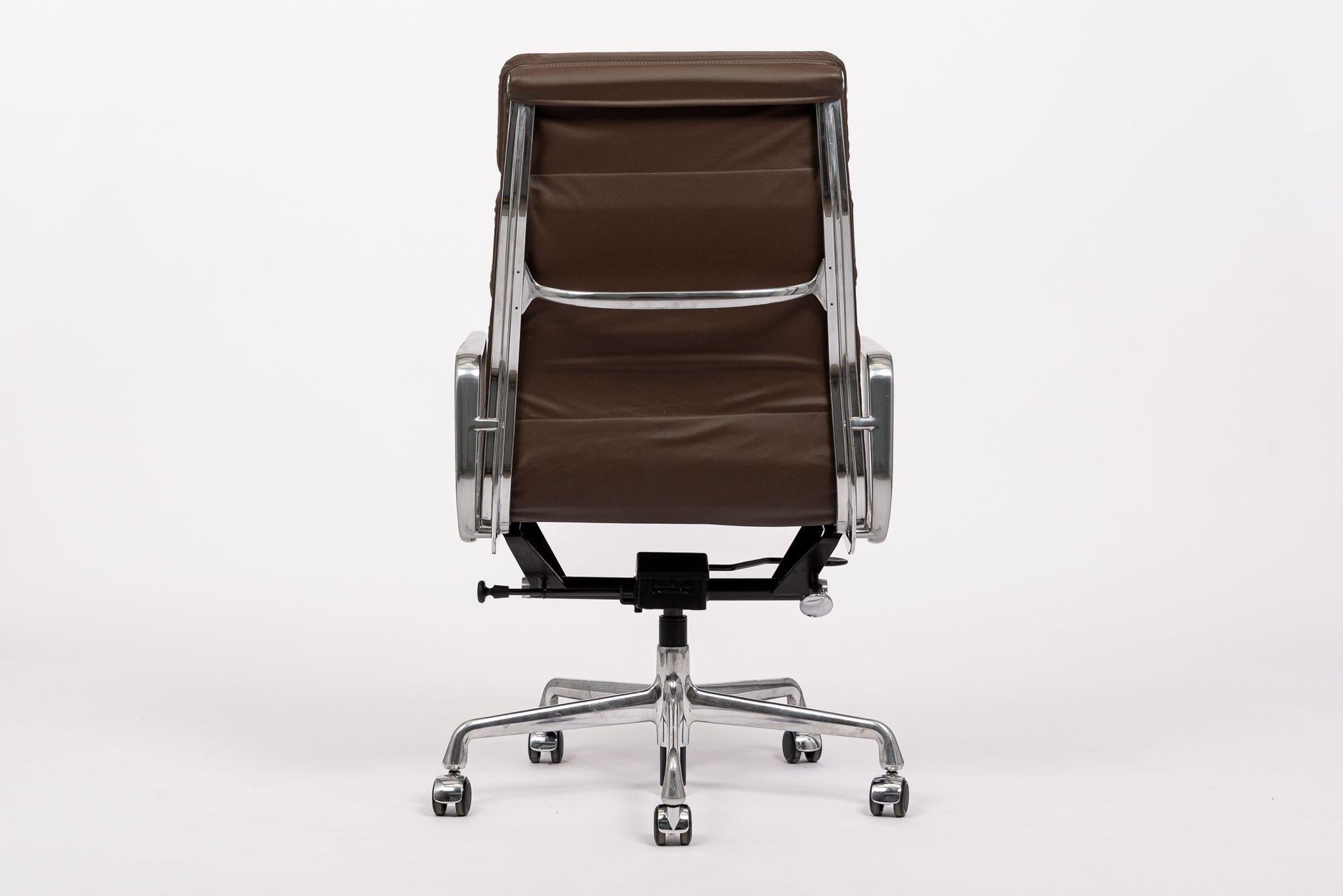 Herman Miller Eames Tall Dark Brown Leather Desk Chair Soft Pad 7