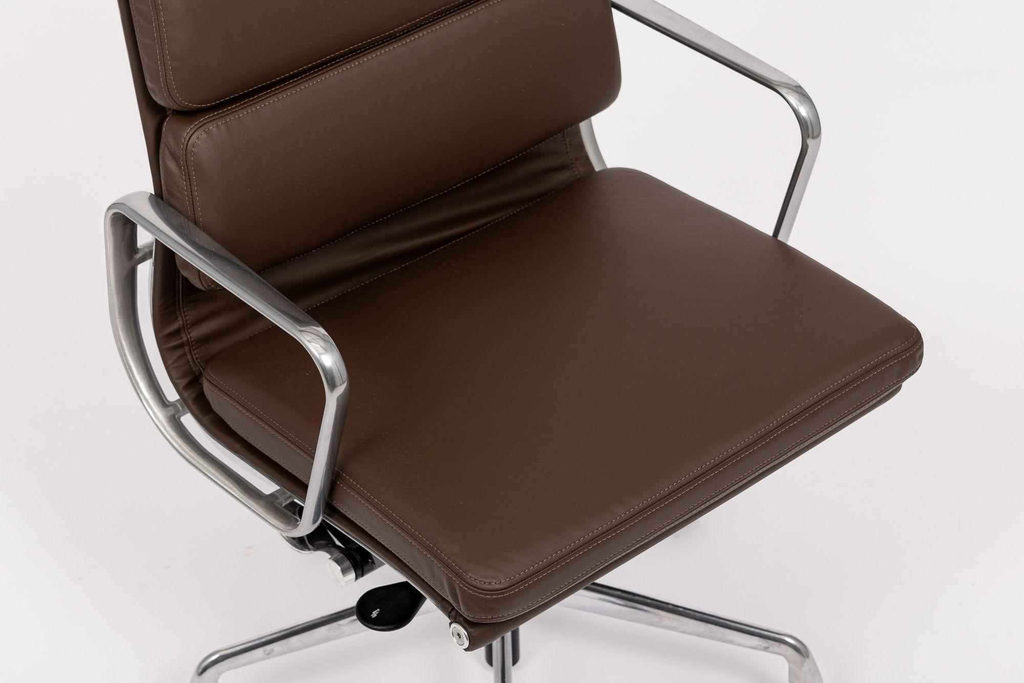 Herman Miller Eames Tall Dark Brown Leather Desk Chair Soft Pad 1