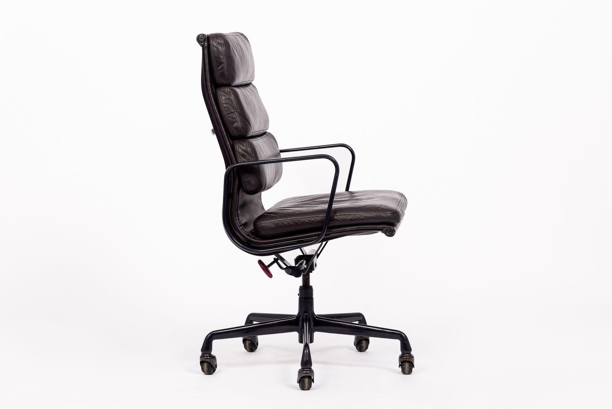 Mid-Century Modern Herman Miller Eames Tall Eggplant Purple Leather Desk Chair Executive