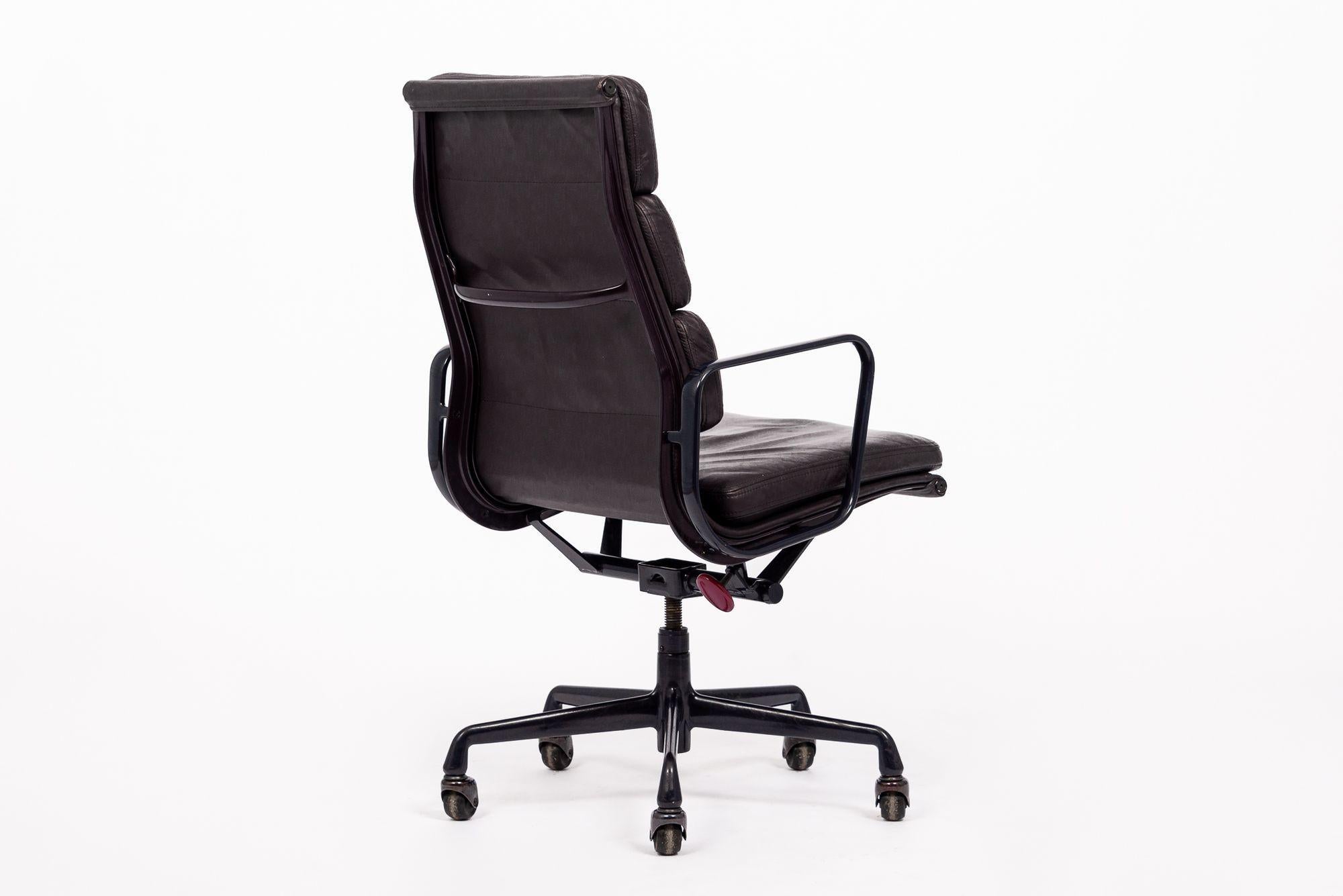 American Herman Miller Eames Tall Eggplant Purple Leather Desk Chair Executive