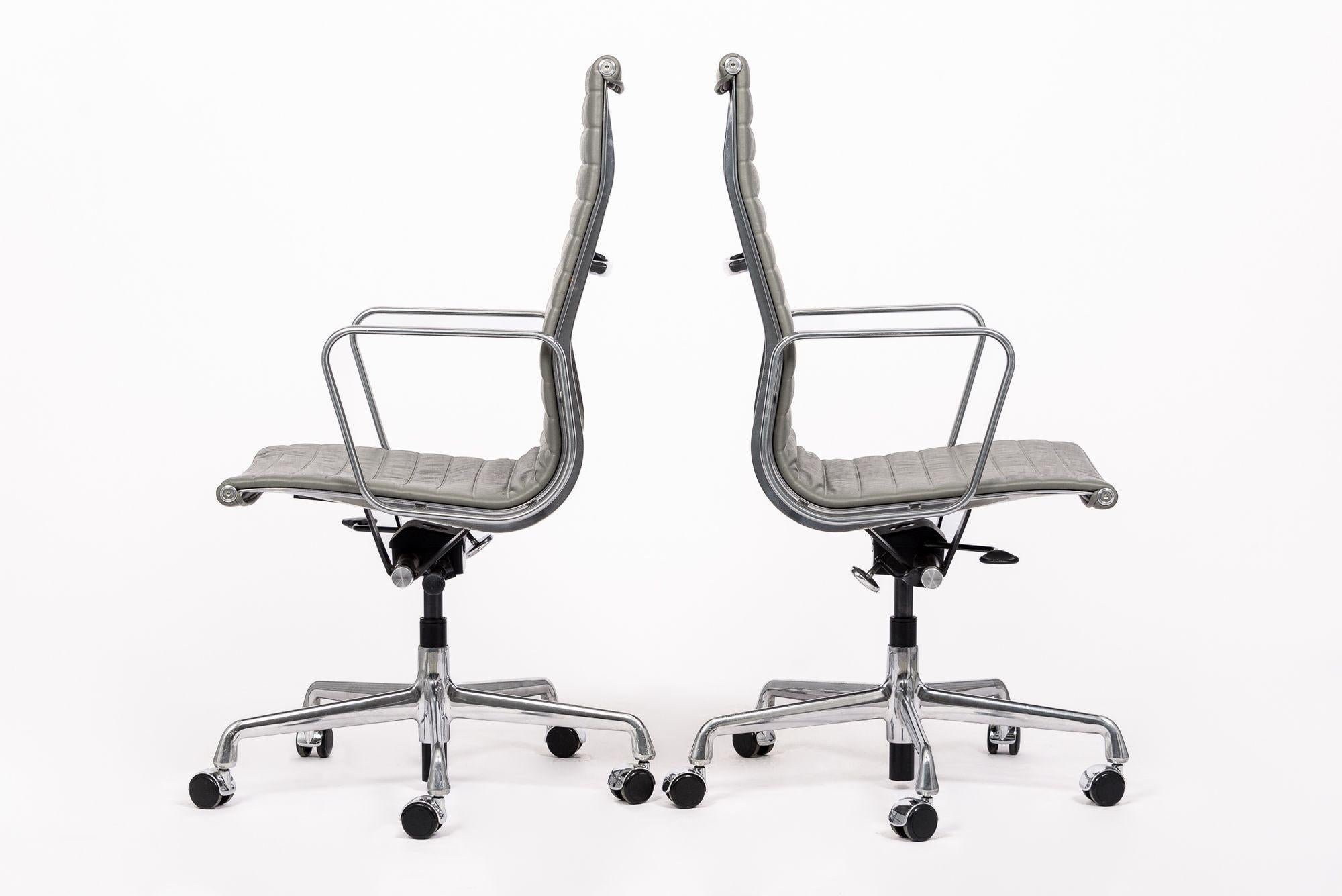 Herman Miller Eames Tall Gray Leather Desk Chairs Executive Thin Pad For Sale 6