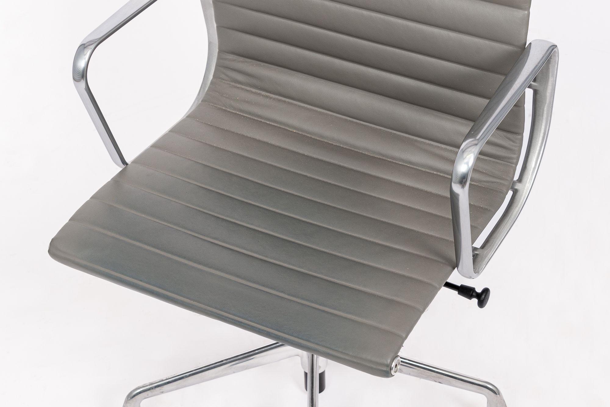 Herman Miller Eames Tall Gray Leather Desk Chairs Executive Thin Pad For Sale 1