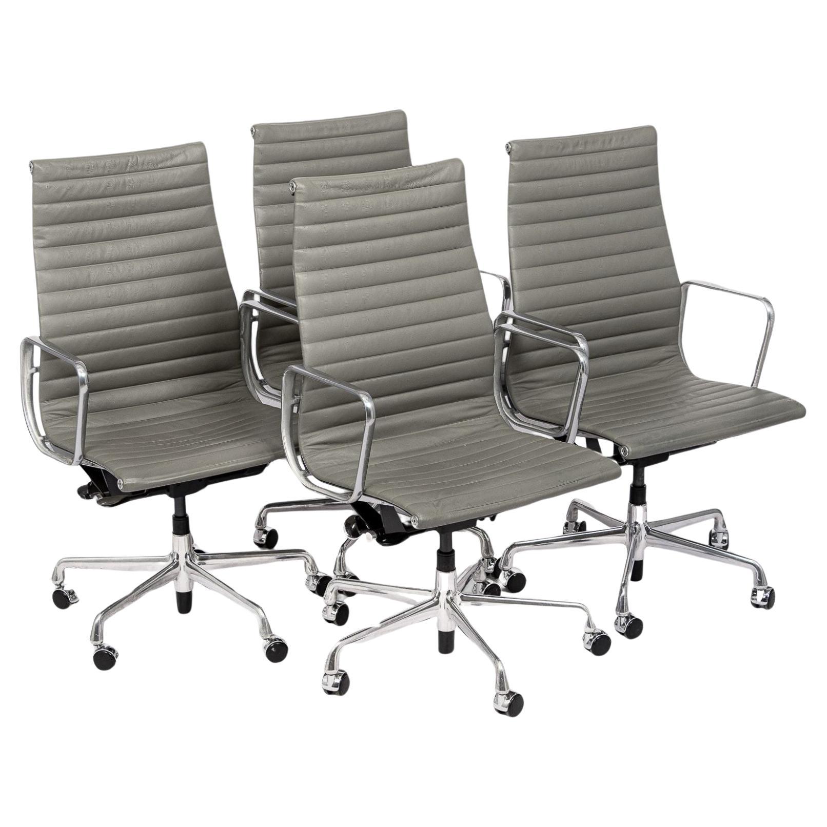 Herman Miller Eames Tall Gray Leather Desk Chairs Executive Thin Pad