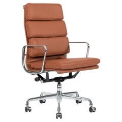 Herman Miller Eames Tall Medium Brown Leather Desk Chair Soft Pad