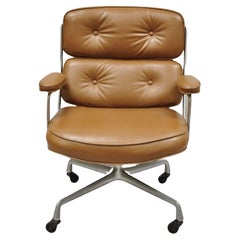 Retro Herman Miller Eames Time Life Brown Faux Leather Rolling Office Desk Chair