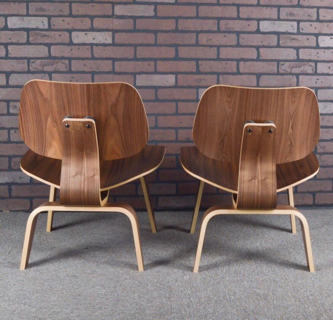 Mid-Century Modern Herman Miller Eames Walnut LCW Lounge Chairs