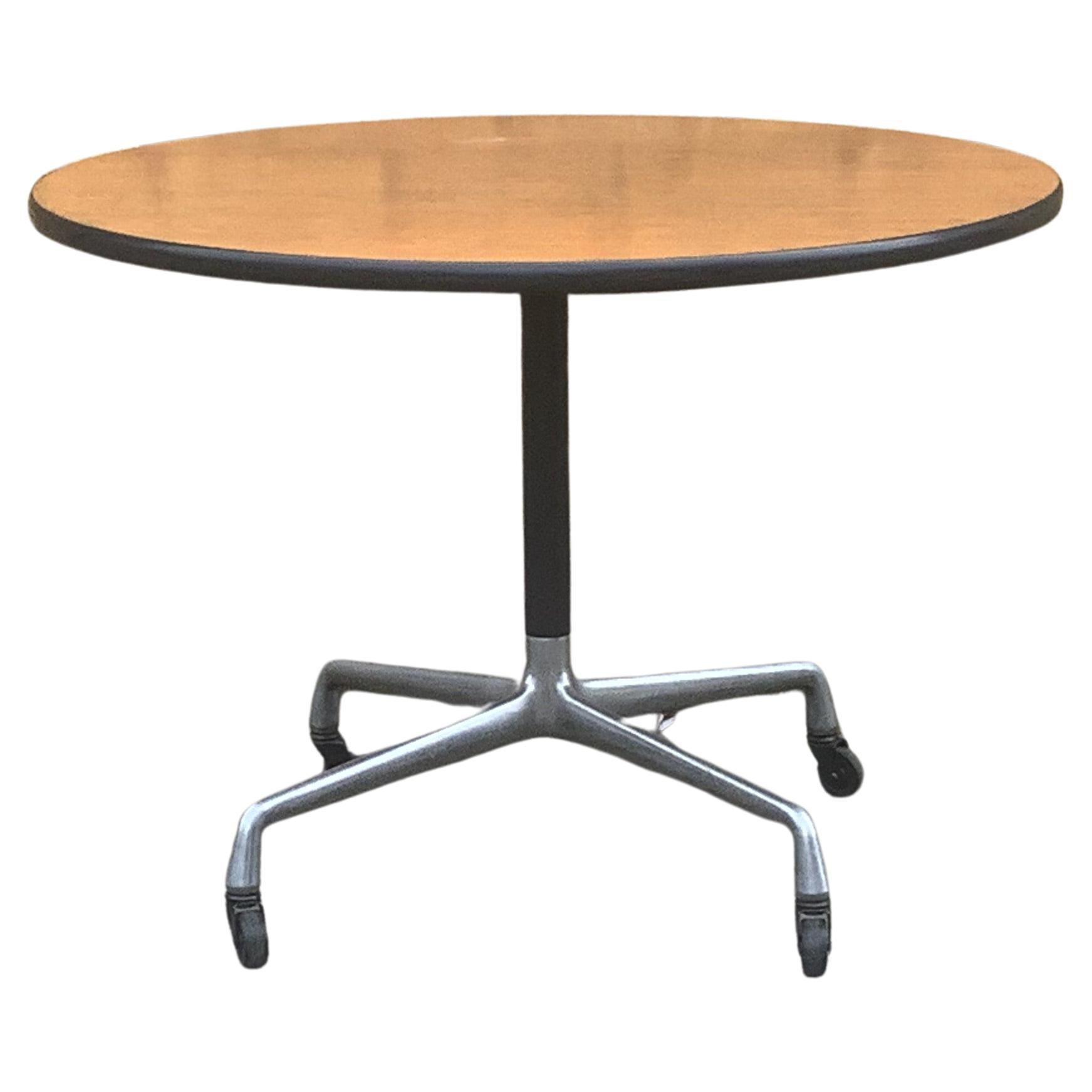 Herman Miller Eames Wood Top Dining Table on Aluminium Base with Casters For Sale