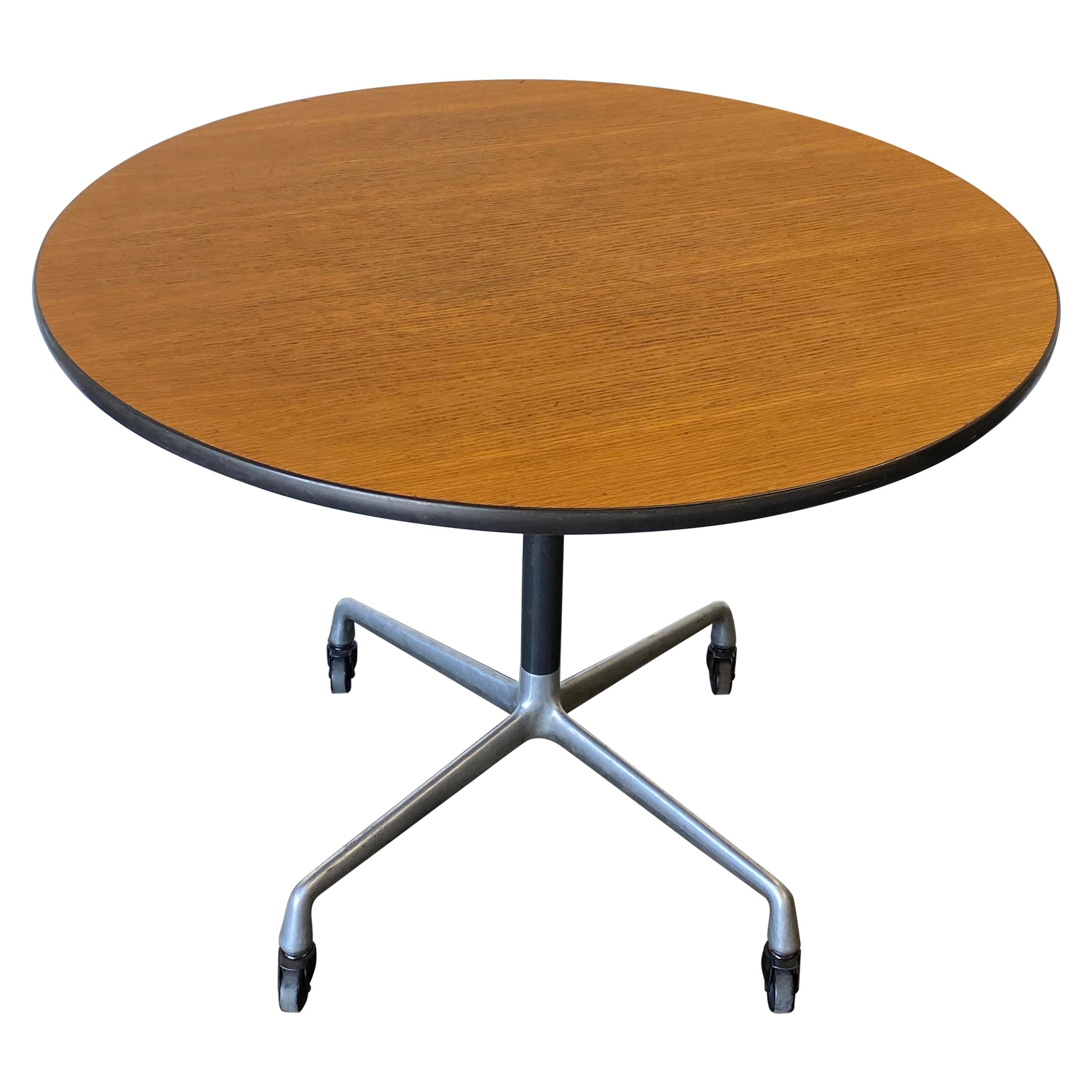 Herman Miller Eames Wood Top Dining Table on Aluminum Base with Casters