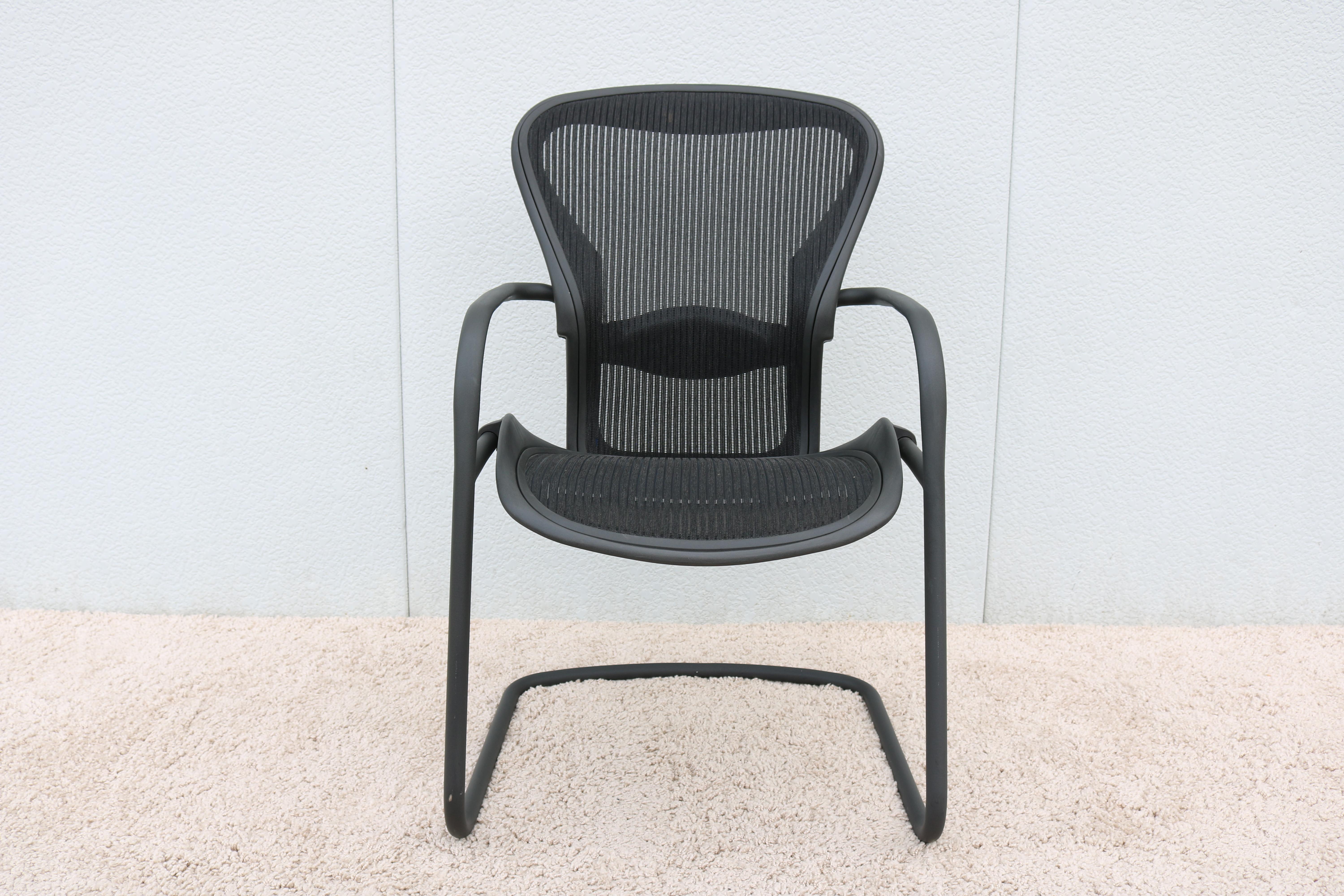 Herman Miller Aeron side/guest or desk chair size (B) by Herman Miller.
It's the best and most admired and recognized ergonomic office chair ever made.
Its innovative design and support for a range of postures, activities, and body types, have made