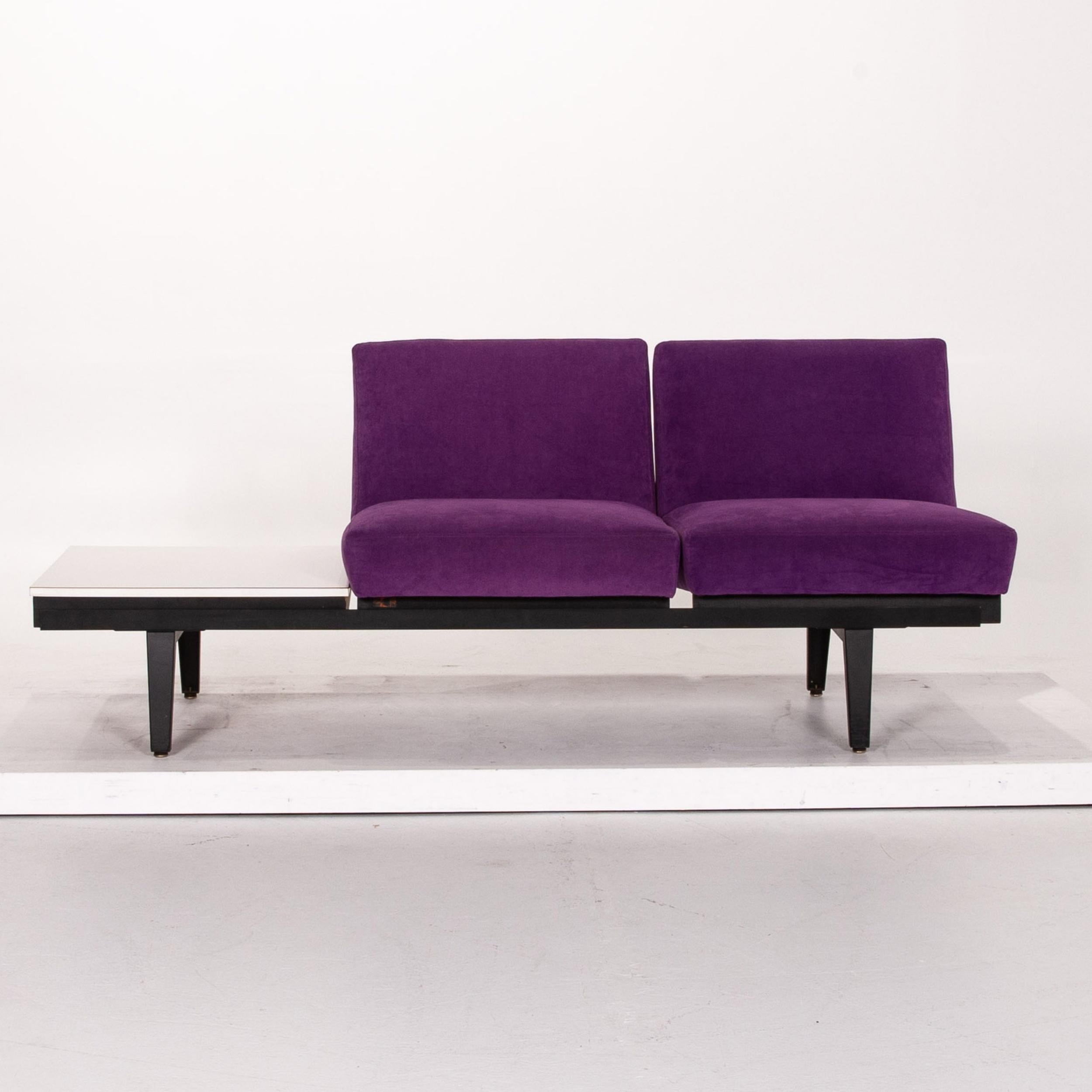 purple fabric sofa