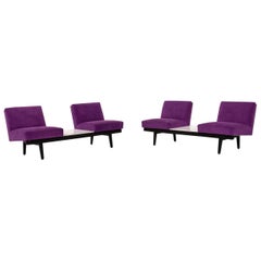 Herman Miller Fabric Sofa Set Purple 2x Two-Seat Couch