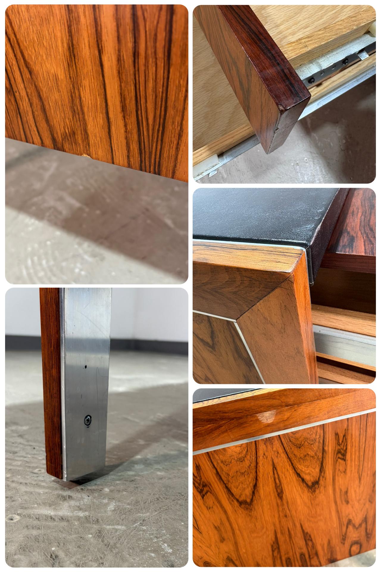 Herman Miller per Biltrite Scrivania direzionale in legno di palissandro e pelle in vendita 12