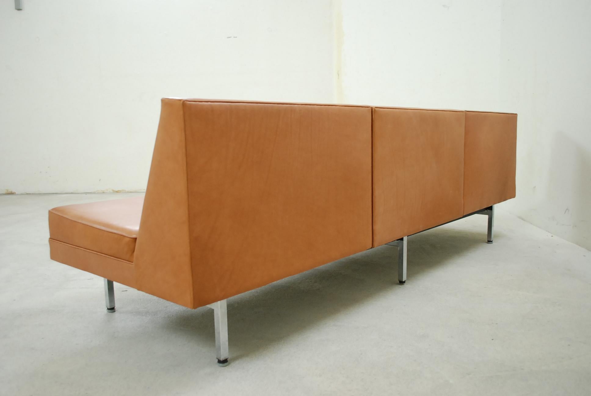 Herman Miller George Nelson Cognacfarbenes modulares Sofa aus Naturleder im Angebot 3