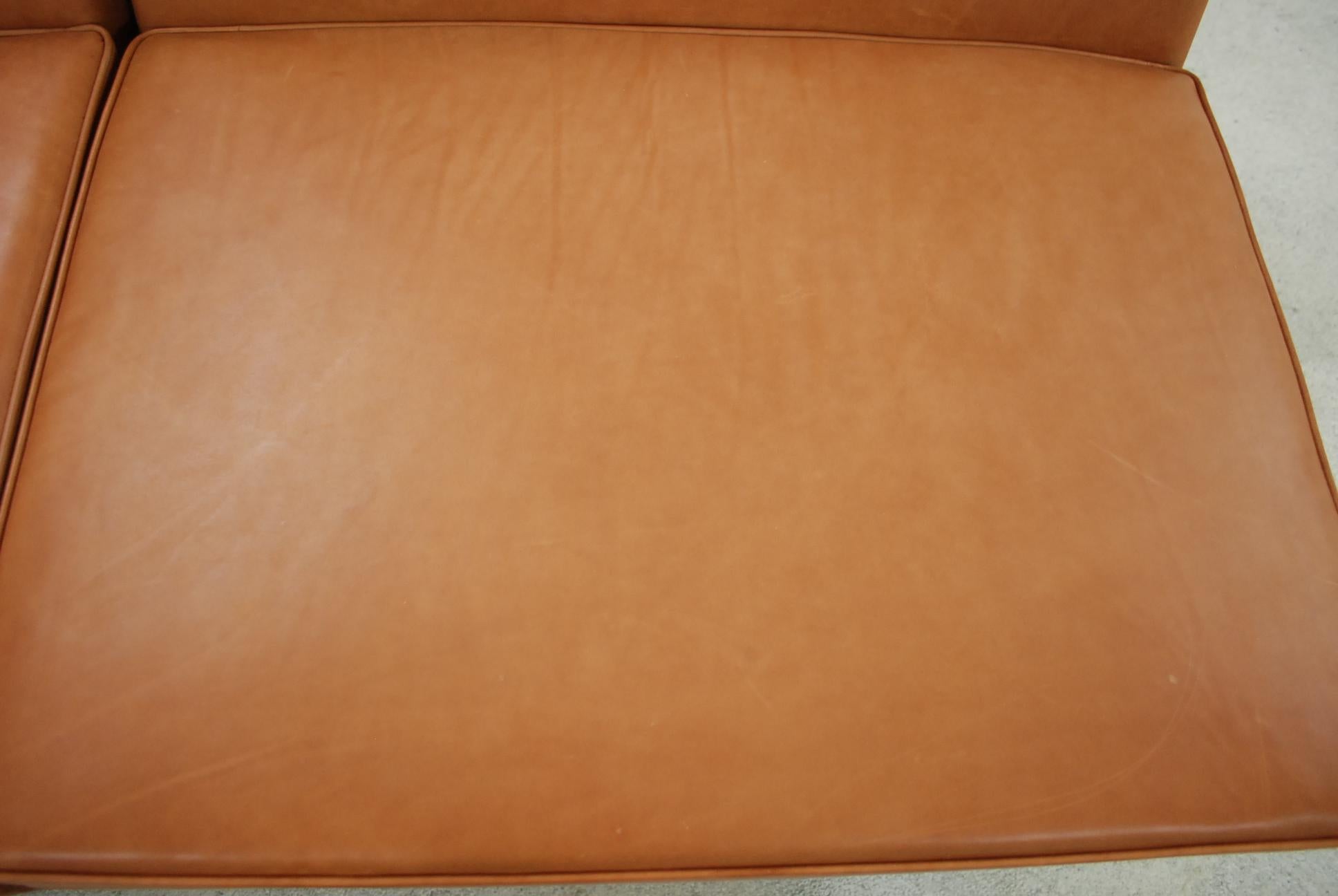 Herman Miller George Nelson Modular Seating Cognac Natural Leather Sofa For Sale 1