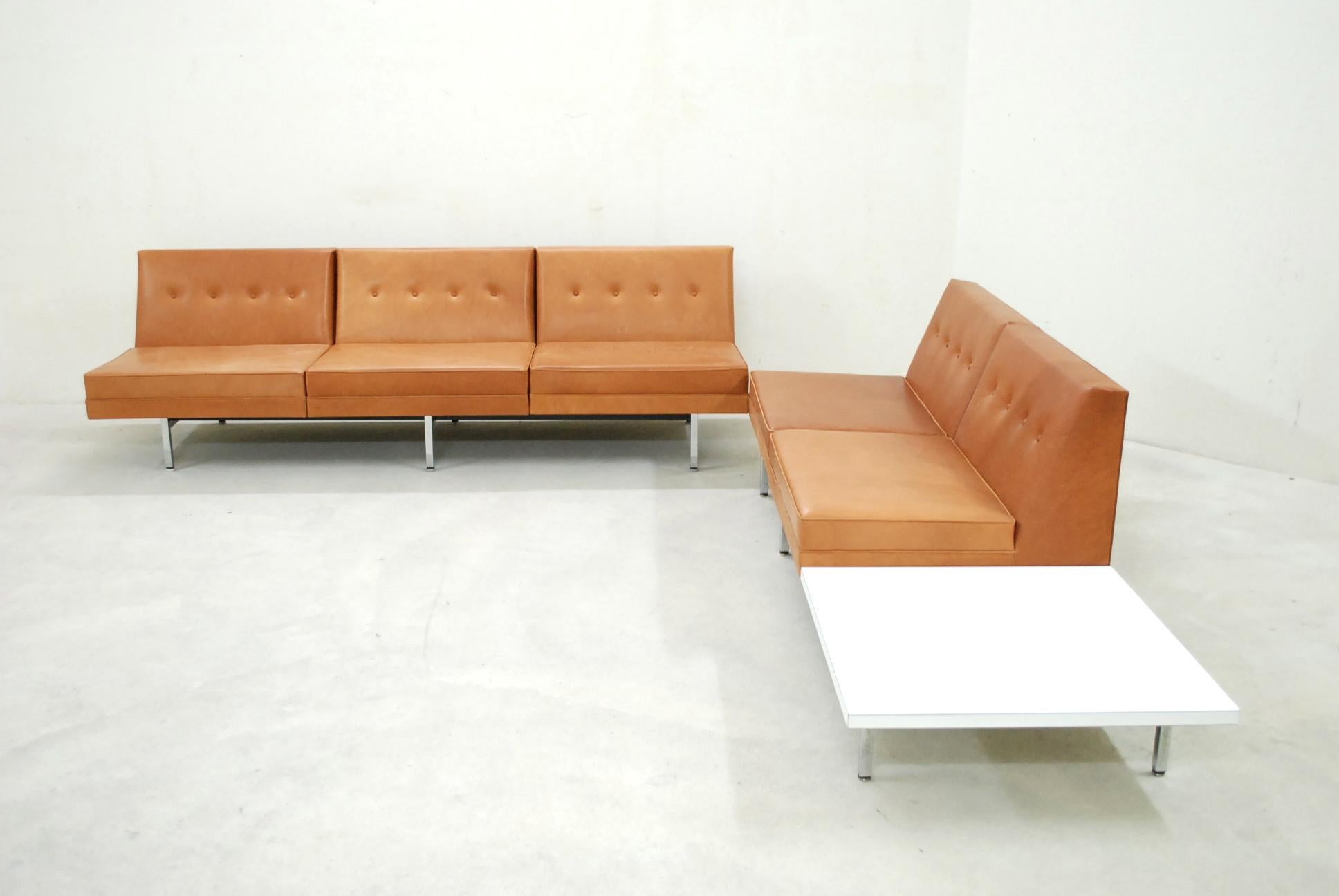 Herman Miller George Nelson Cognacfarbenes modulares Sofa aus Naturleder im Angebot 12
