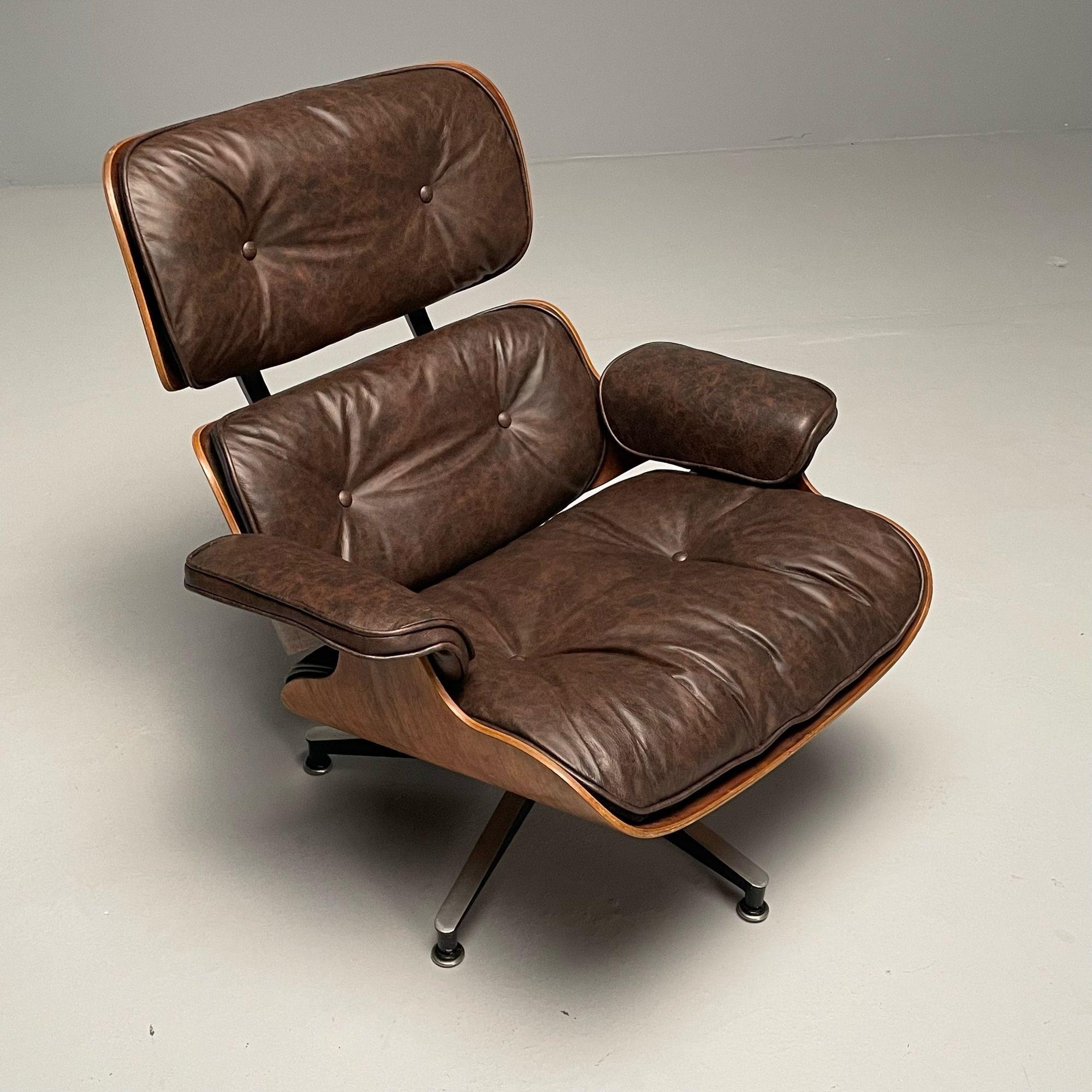 Contreplaqué Herman Miller, modernité du milieu du siècle, chaise longue Eames, ottoman, États-Unis, années 1960 en vente