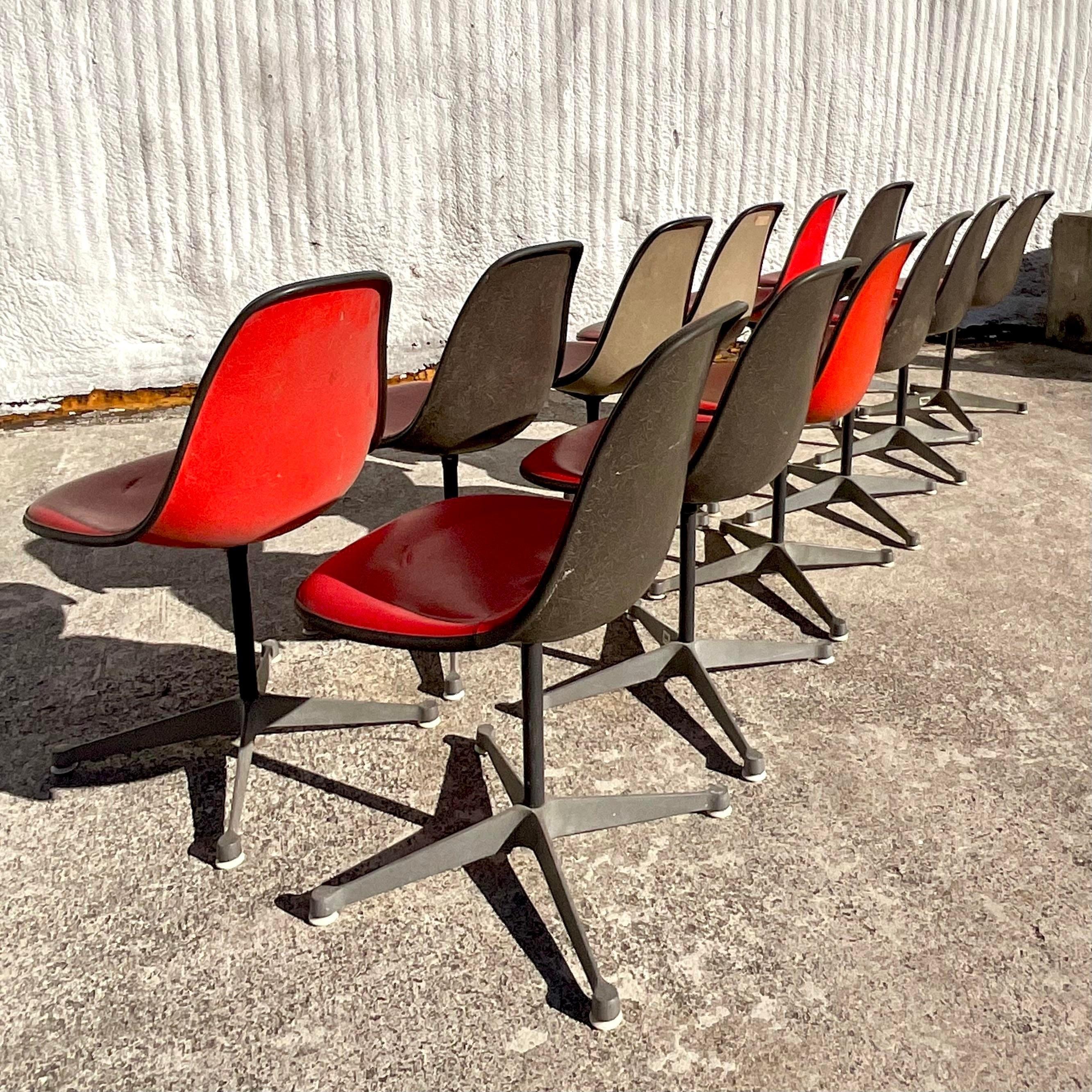 Modern Herman Miller Molded Fiberglass Shell Chair - Set of 12 For Sale