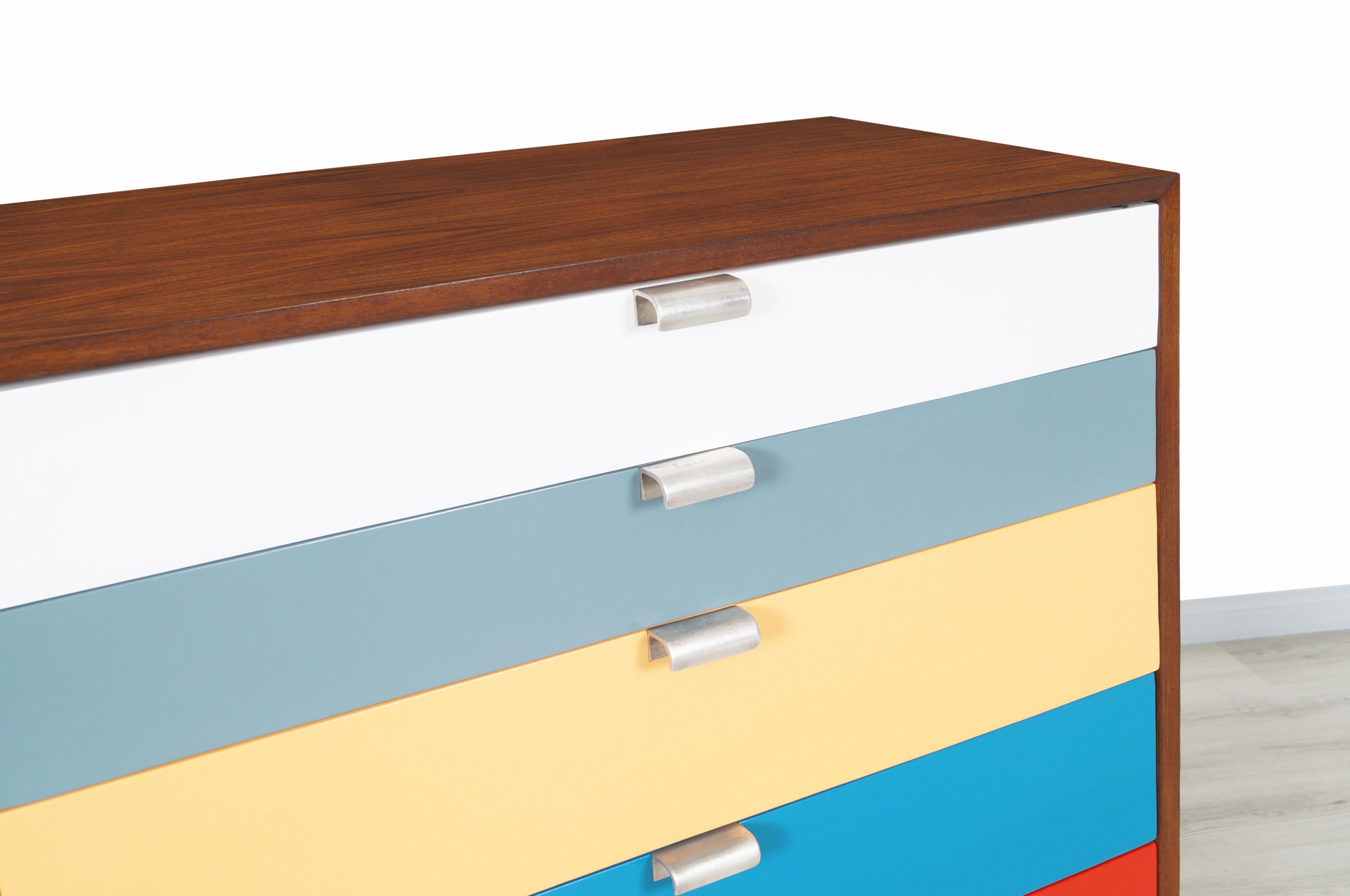 Mid-Century Modern Herman Miller Multi-Color Lacquered and Walnut Chest of Drawers by George Nelson