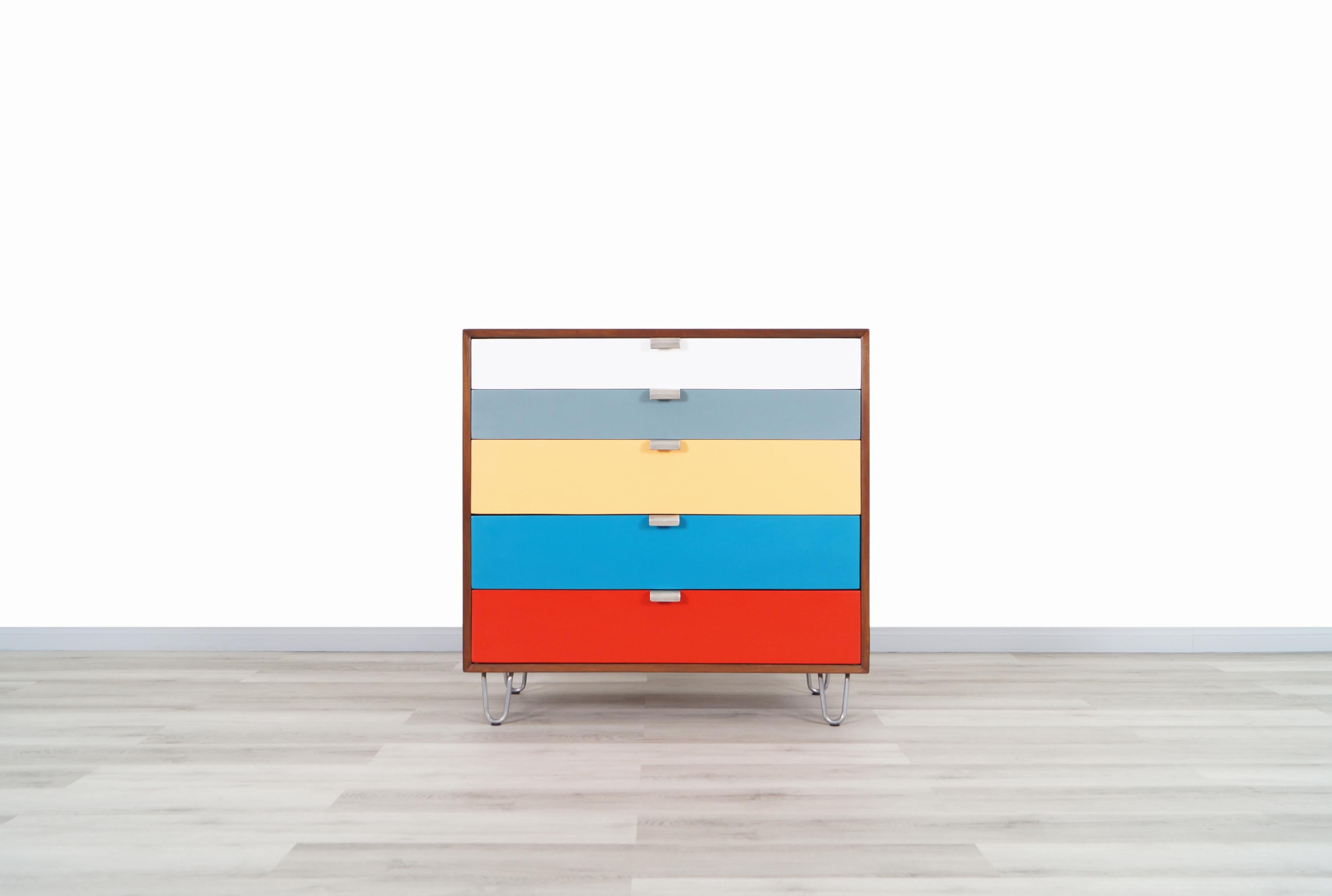 American Herman Miller Multi-Color Lacquered and Walnut Chest of Drawers by George Nelson