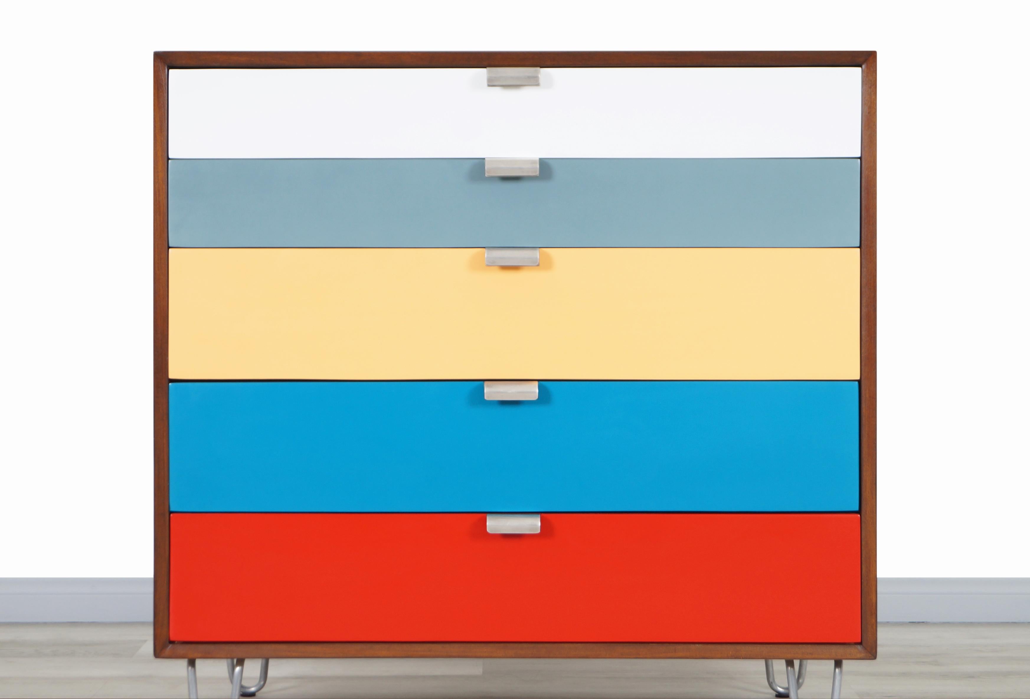 Herman Miller Multi-Color Lacquered and Walnut Chest of Drawers by George Nelson In Excellent Condition In North Hollywood, CA