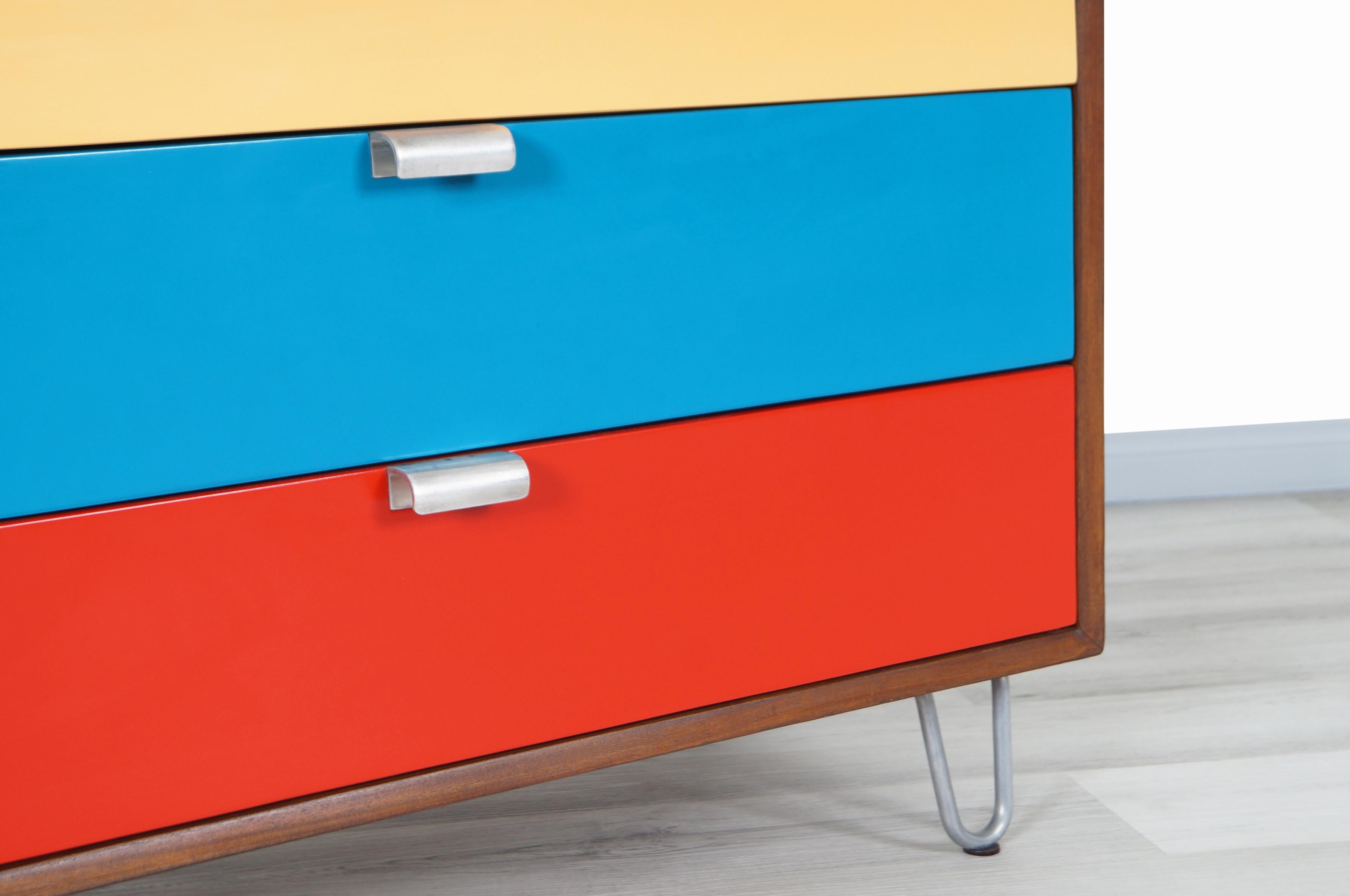 Mid-20th Century Herman Miller Multi-Color Lacquered and Walnut Chest of Drawers by George Nelson