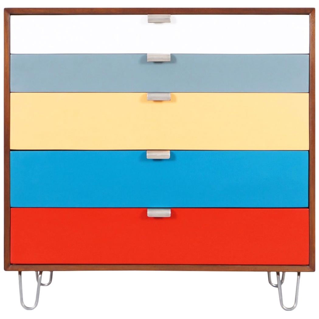Herman Miller Multi-Color Lacquered and Walnut Chest of Drawers by George Nelson