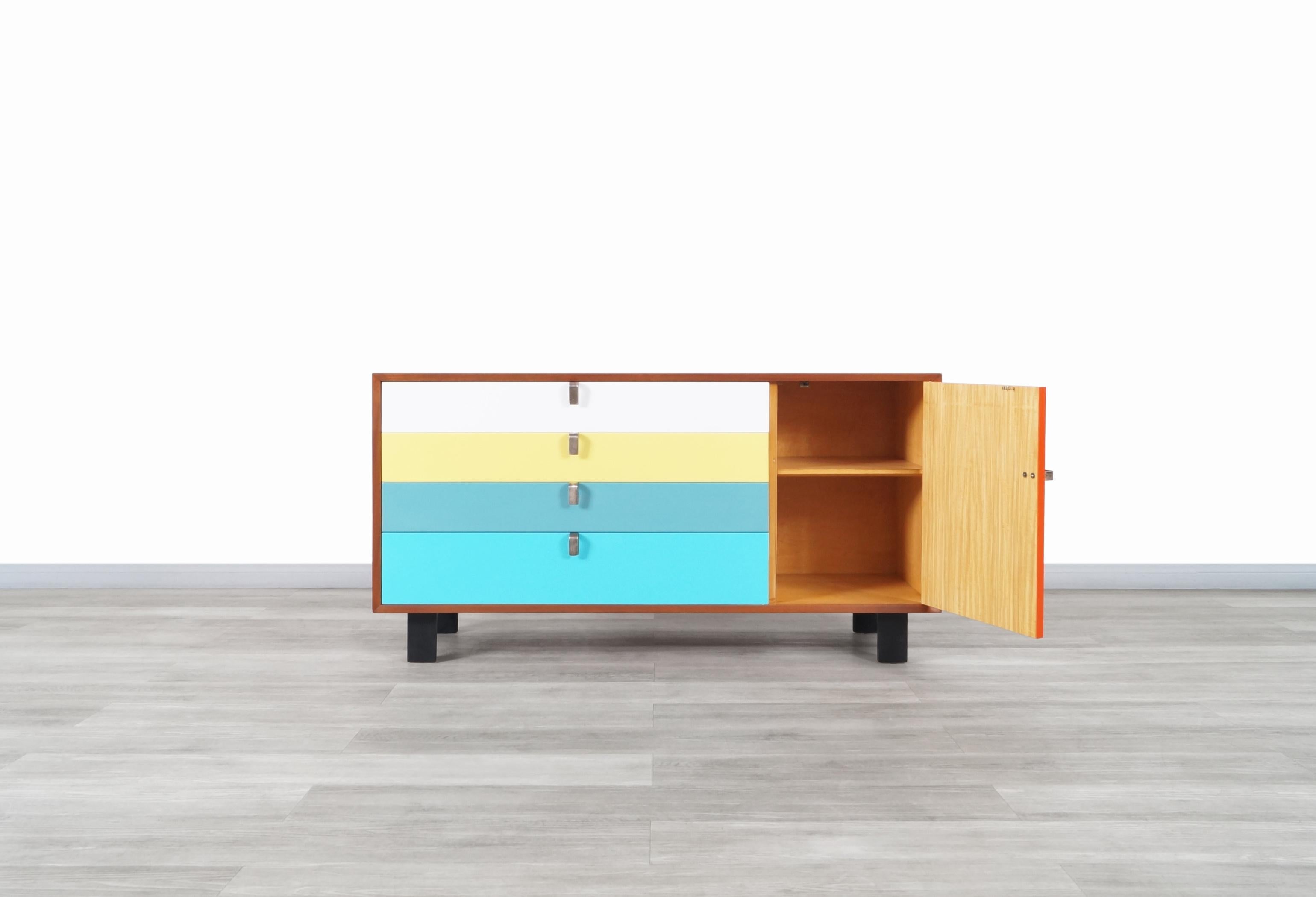 Mid-Century Modern Herman Miller Multi-Color Lacquered & Walnut Credenza by George Nelson