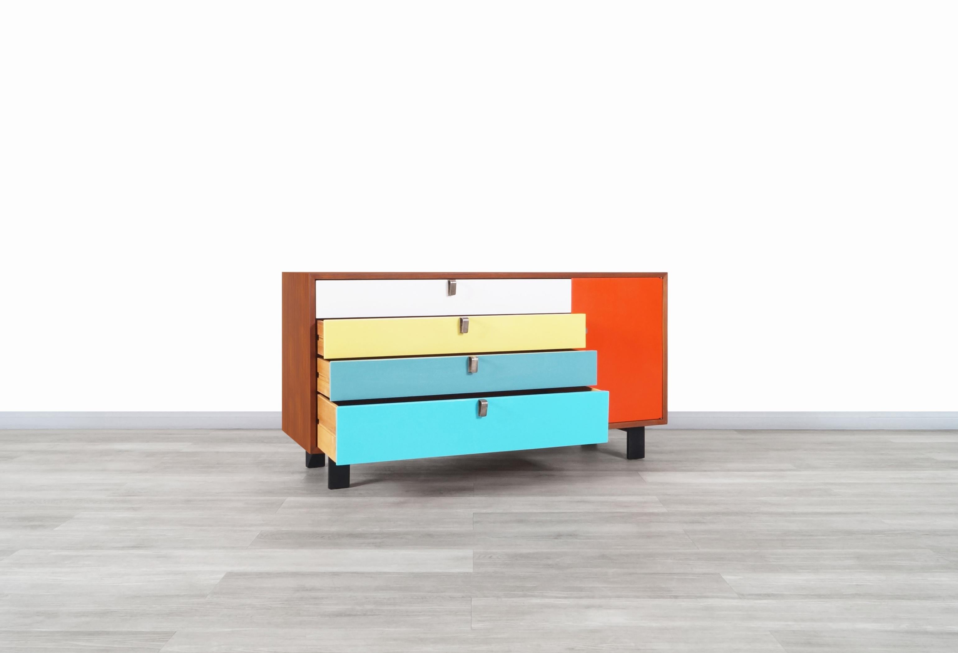 Herman Miller Multi-Color Lacquered & Walnut Credenza by George Nelson 1