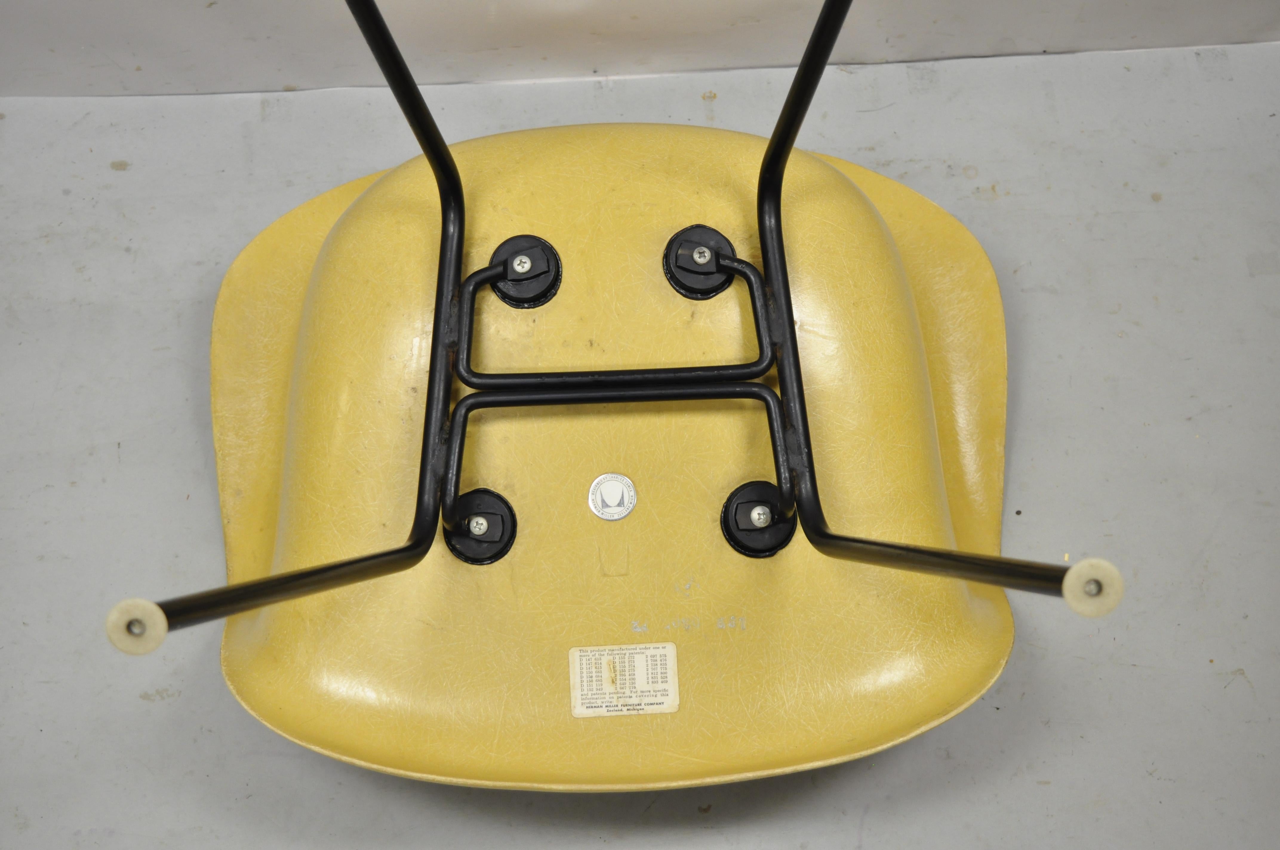 Herman Miller Mustard Yellow Fiberglass Shell H-Base Arm Chair Mid Century MCM 1