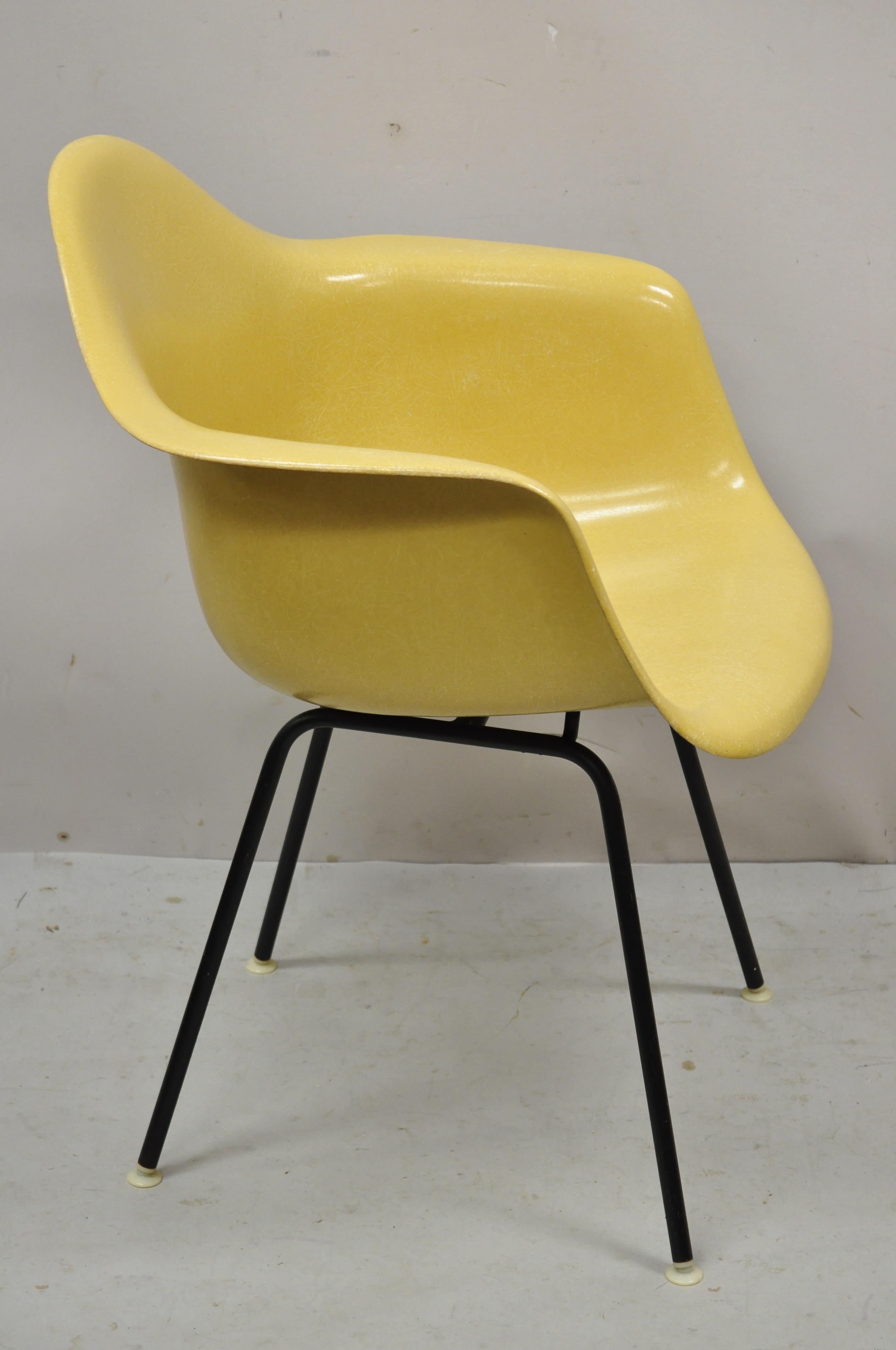 Herman Miller Mustard Yellow Fiberglass Shell H-Base Arm Chair Mid Century MCM 3