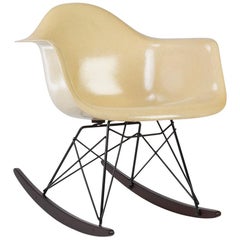 Herman Miller Parchment Original Used Eames RAR Rocking Arm Shell Chair