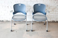 Herman Miller Rolling Office Armchairs, Pair