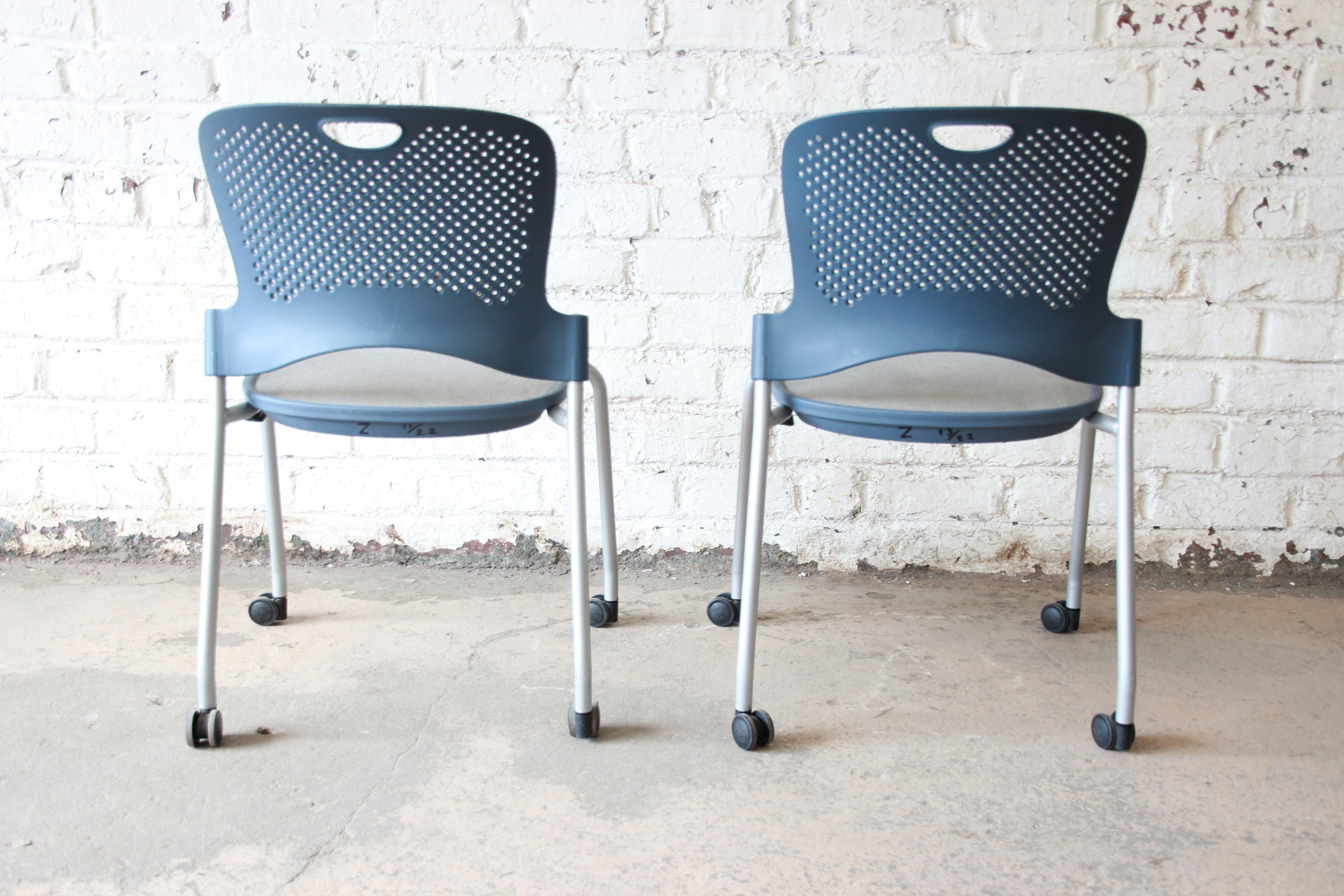 Modern Herman Miller Rolling Office Chairs, Pair For Sale