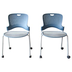 Herman Miller Rolling Office Chairs, Pair