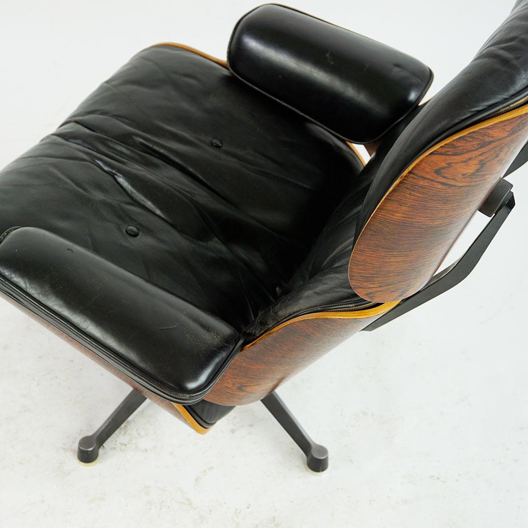 Herman Miller Rosewood and Black Leather Eames Lounge Chair and Ottoman 5