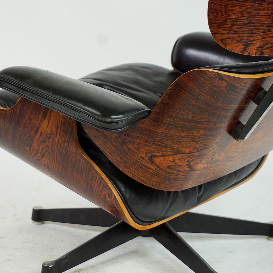 Herman Miller Rosewood and Black Leather Eames Lounge Chair and Ottoman 6