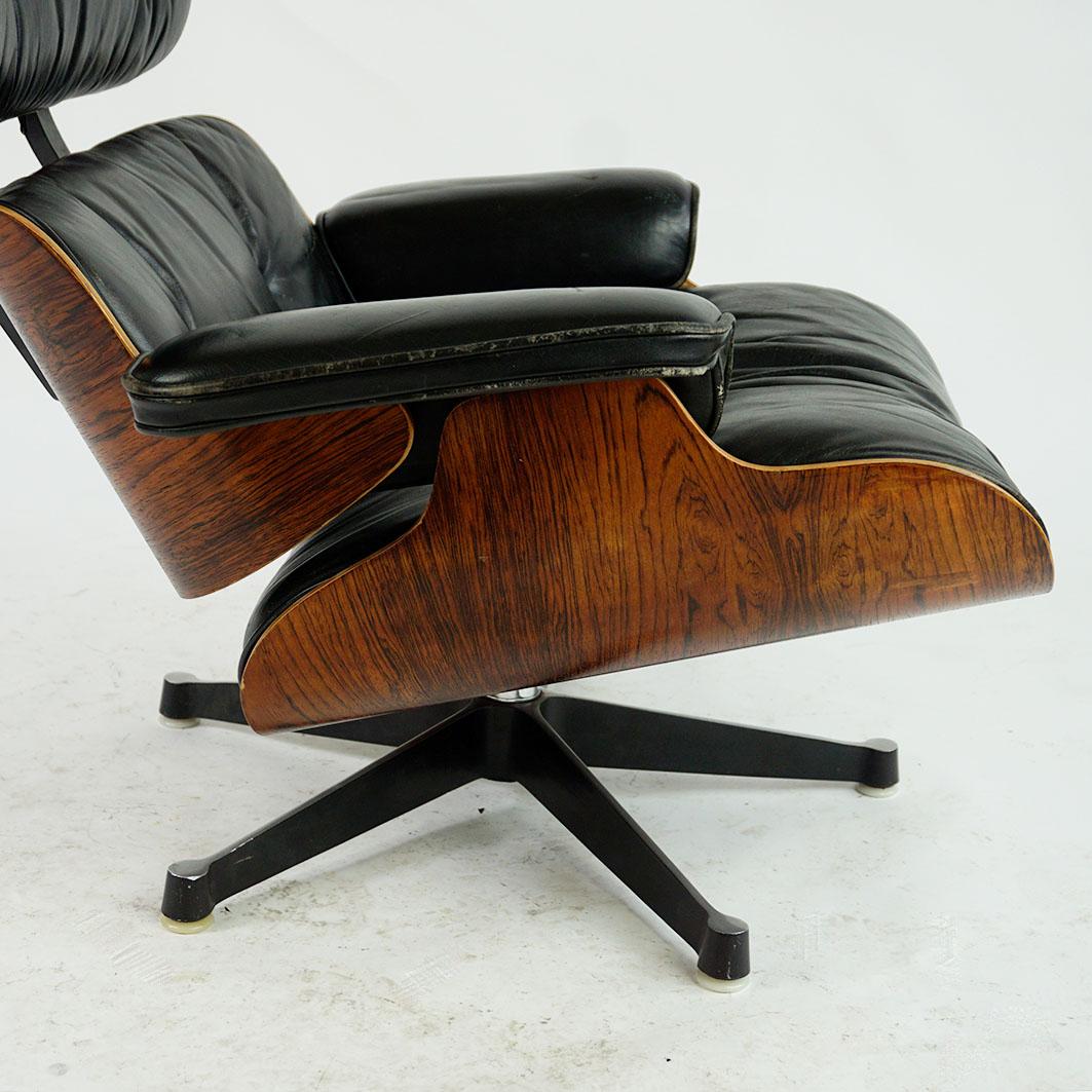 Herman Miller Rosewood and Black Leather Eames Lounge Chair and Ottoman 2