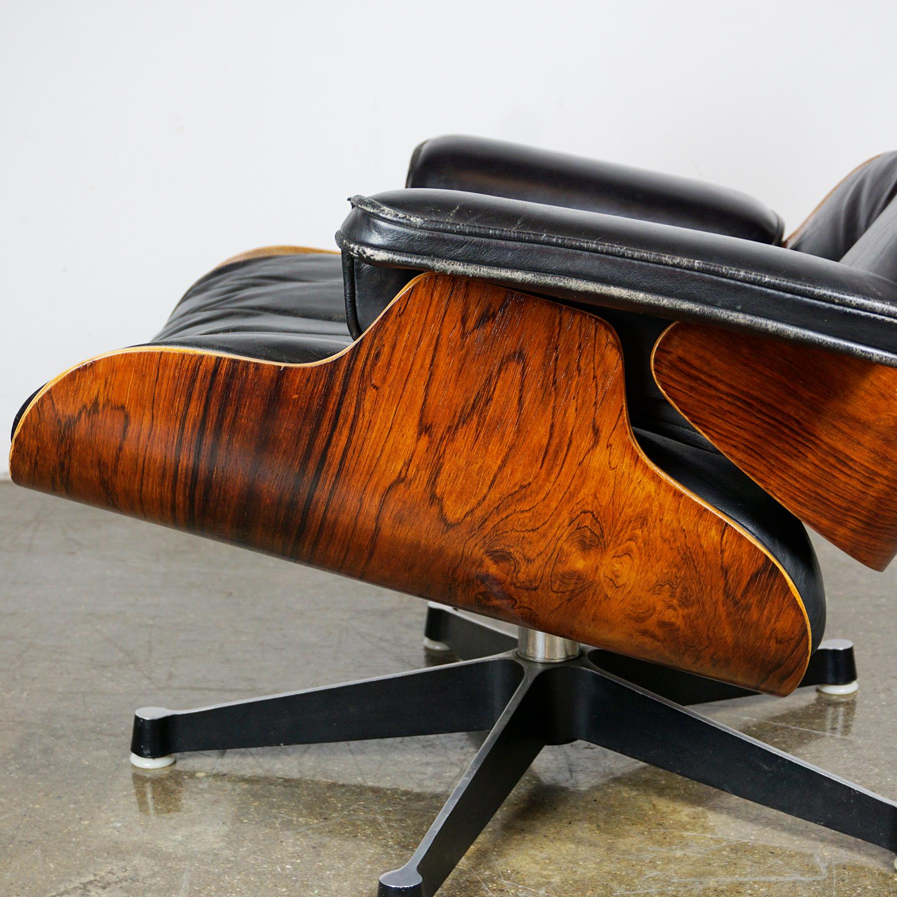 Herman Miller Rosewood and Black Leather Eames Lounge Chair 5