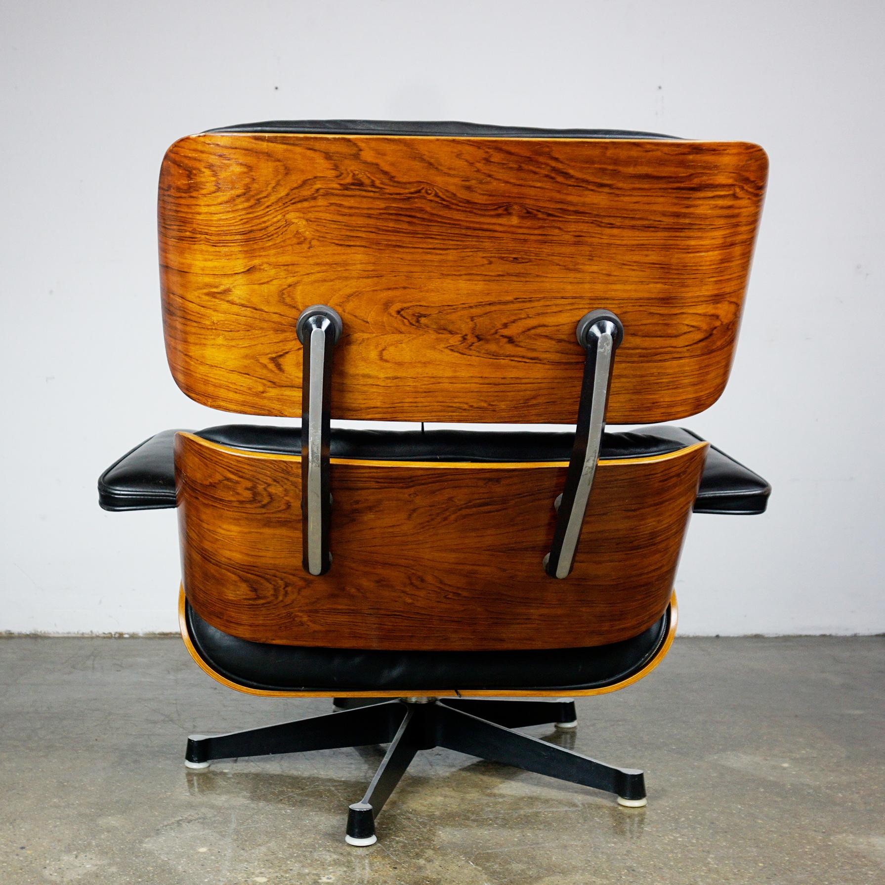 American Herman Miller Rosewood and Black Leather Eames Lounge Chair