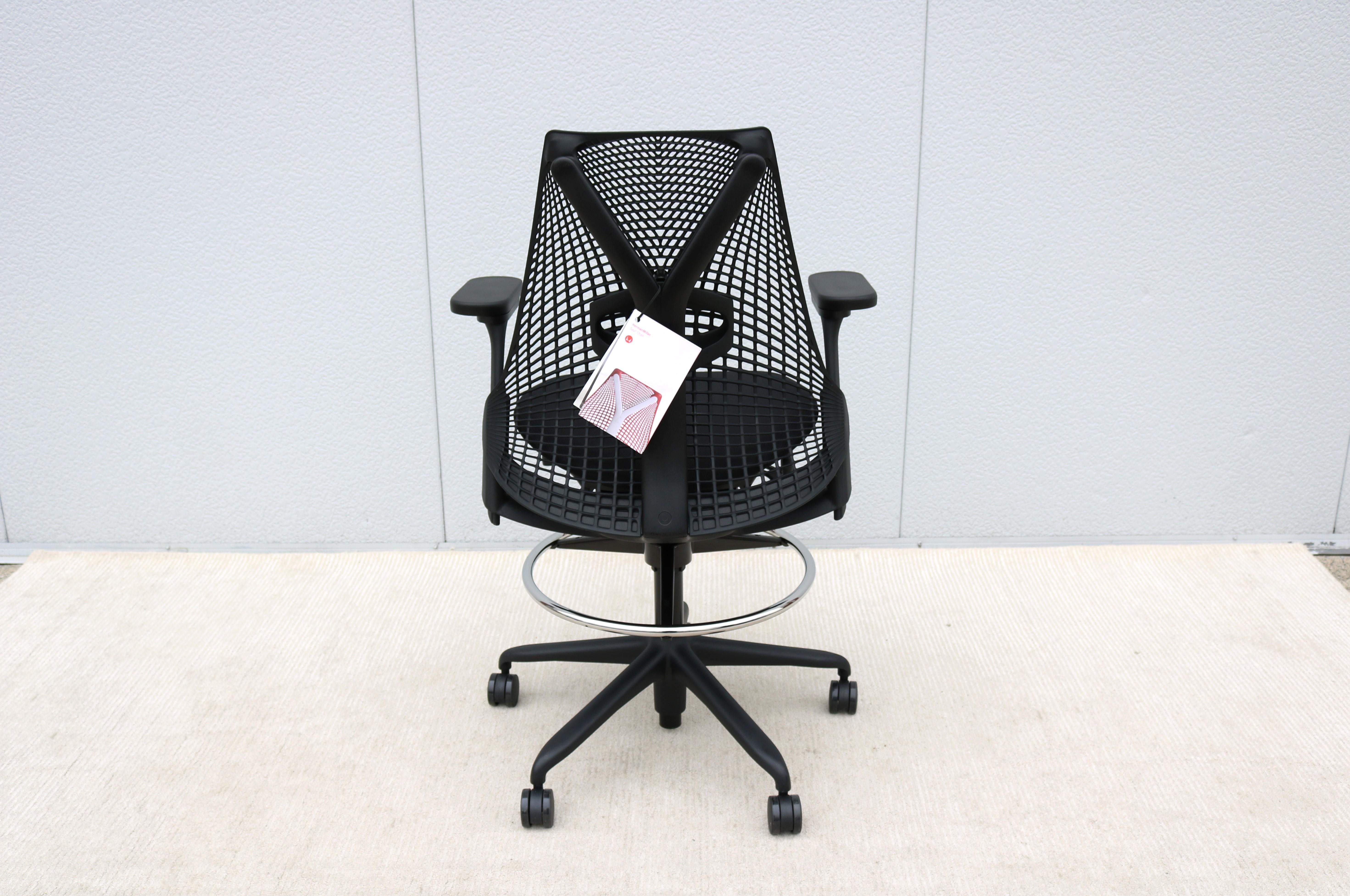 Herman Miller Sayl Ergonomic Black Stool Chair Fully Adjustable Brand New 6