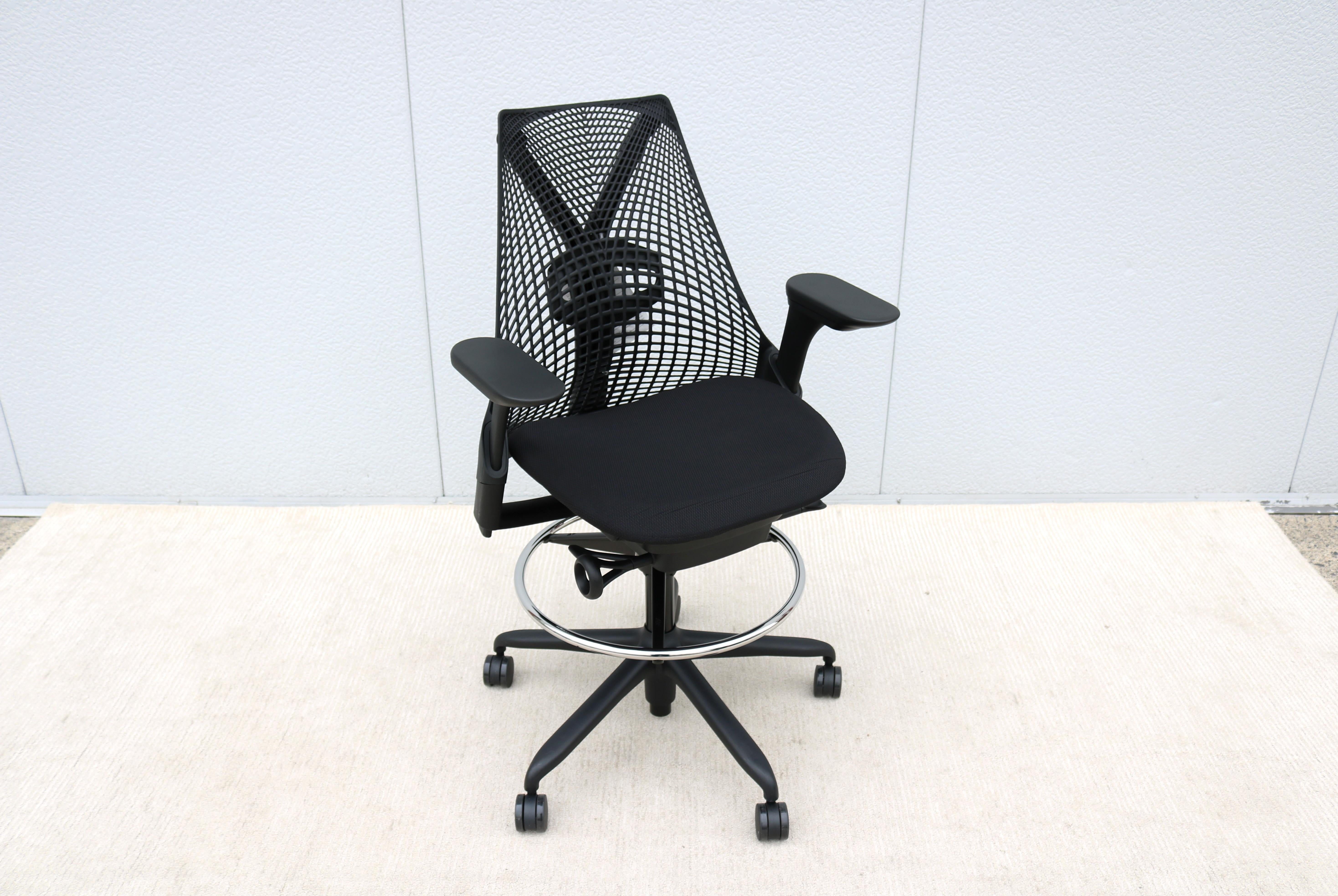 Polished Herman Miller Sayl Ergonomic Black Stool Chair Fully Adjustable Brand New