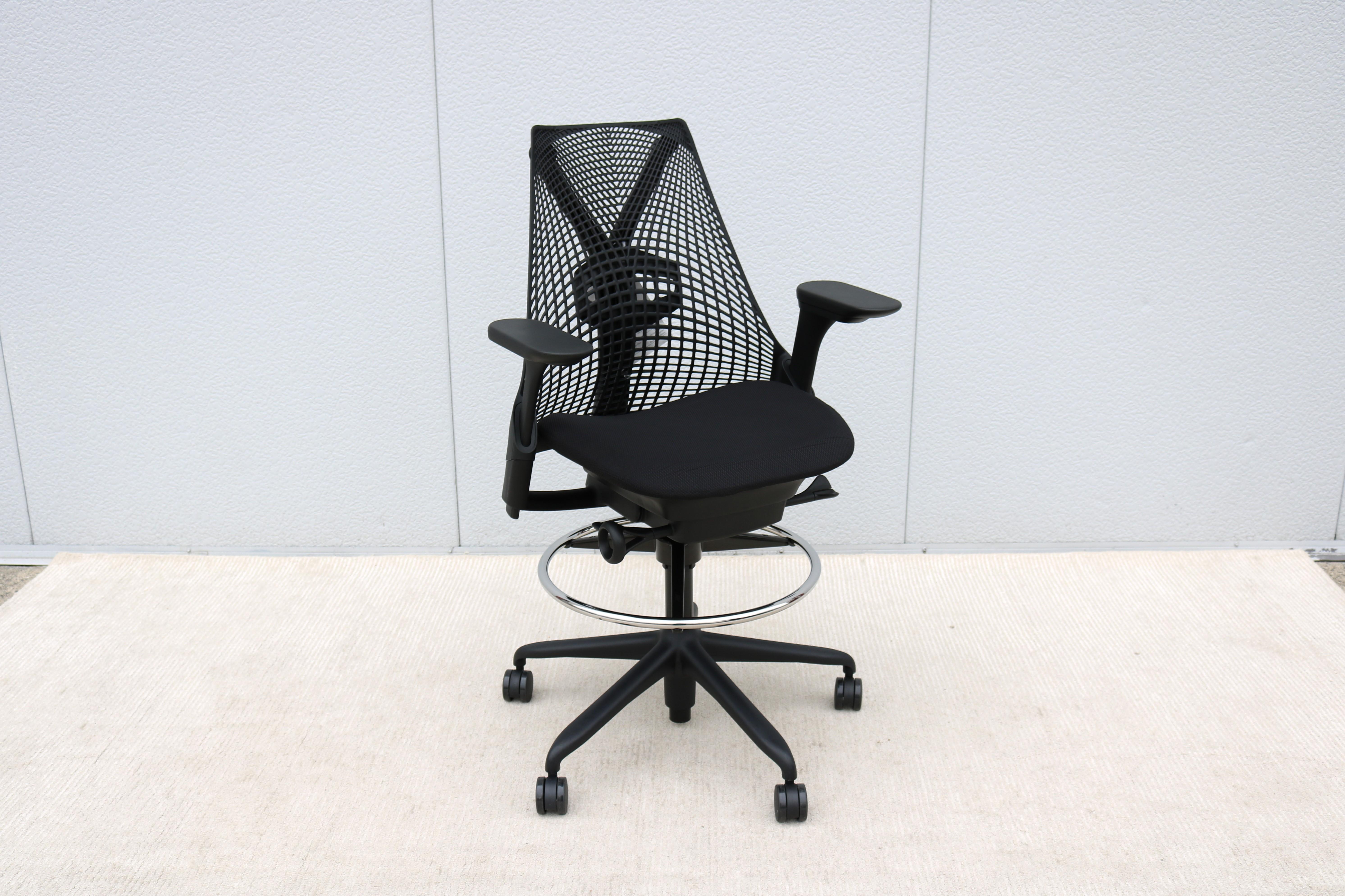 Herman Miller Sayl Ergonomic Black Stool Chair Fully Adjustable Brand New In New Condition In Secaucus, NJ