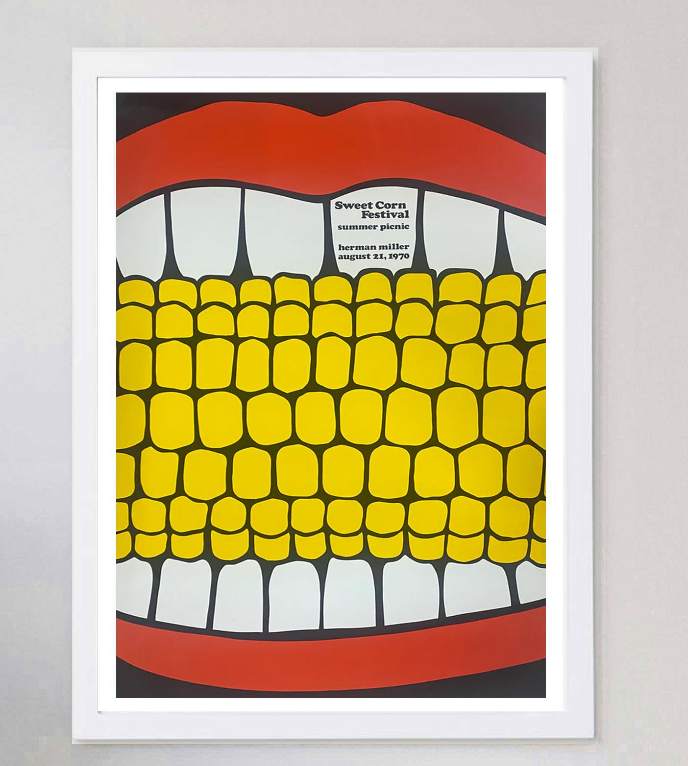 Herman Miller Summer Picnic 1970 Original Vintage Poster In Good Condition In Winchester, GB
