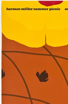 HERMAN MILLER SUMMER PICNIC 1976 Ham Original Vintage Poster Bright Colors MCM