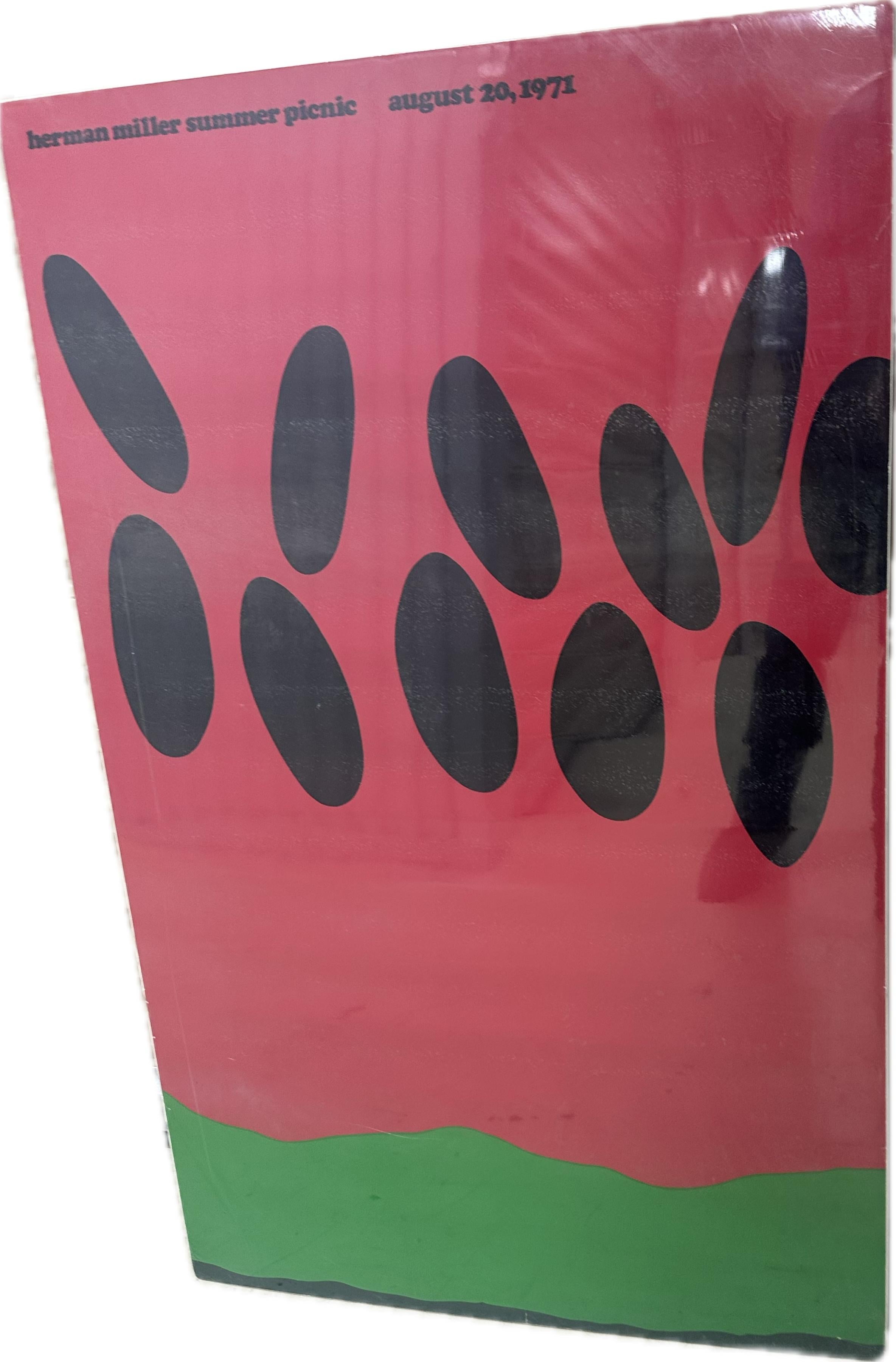 Una divertente, vivace e grande serigrafia di Herman Miller realizzata dall'artista Steve Frykholm. Serigrafia con inchiostro laccato con finitura laccata. Questo è un cocomero in stile pop art con la scritta 