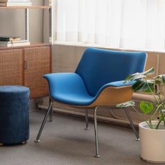 Herman Miller Swoop Plywood Lounge Chairs by Brian Kane in Original Blue Fabric