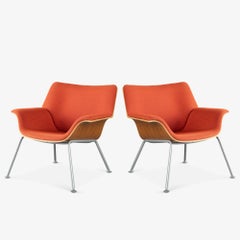 Herman Miller Swoop Plywood Lounge Chairs in Terra Cotta by Brian Kane, Pair